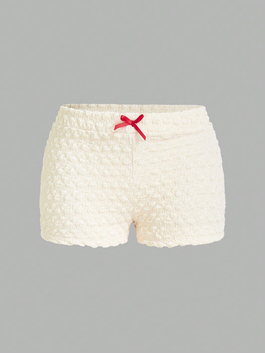 Sweetina Women's Low-Rise Shorts With Bow Decoration