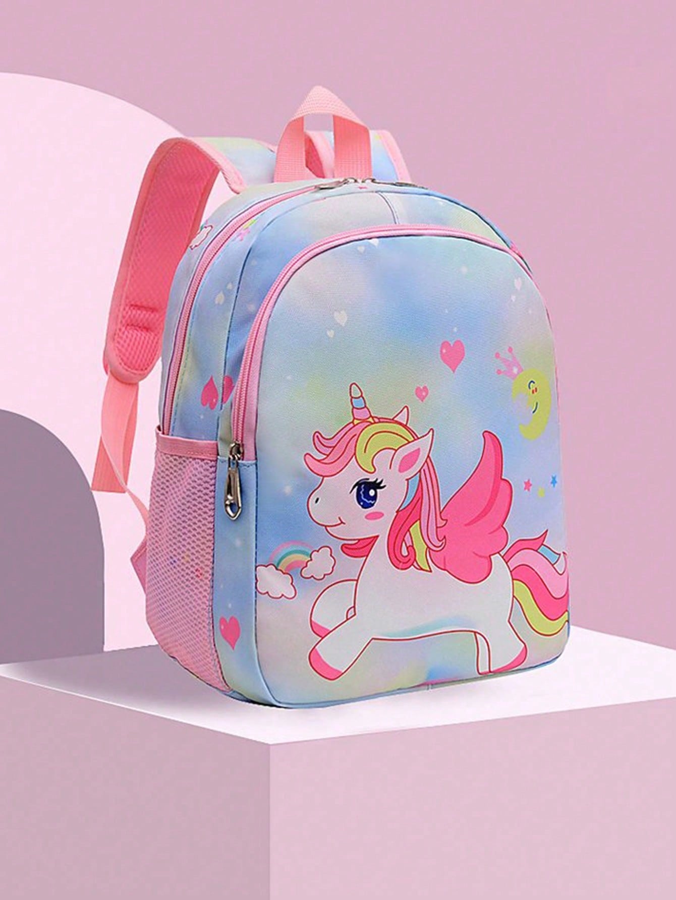 1 Cute Cartoon Style Mini Backpack, Cute Unicorn Design School Bag, Rainbow Color School Bag, Cartoon School Bag, Girls Shoulder Bag, School Bag