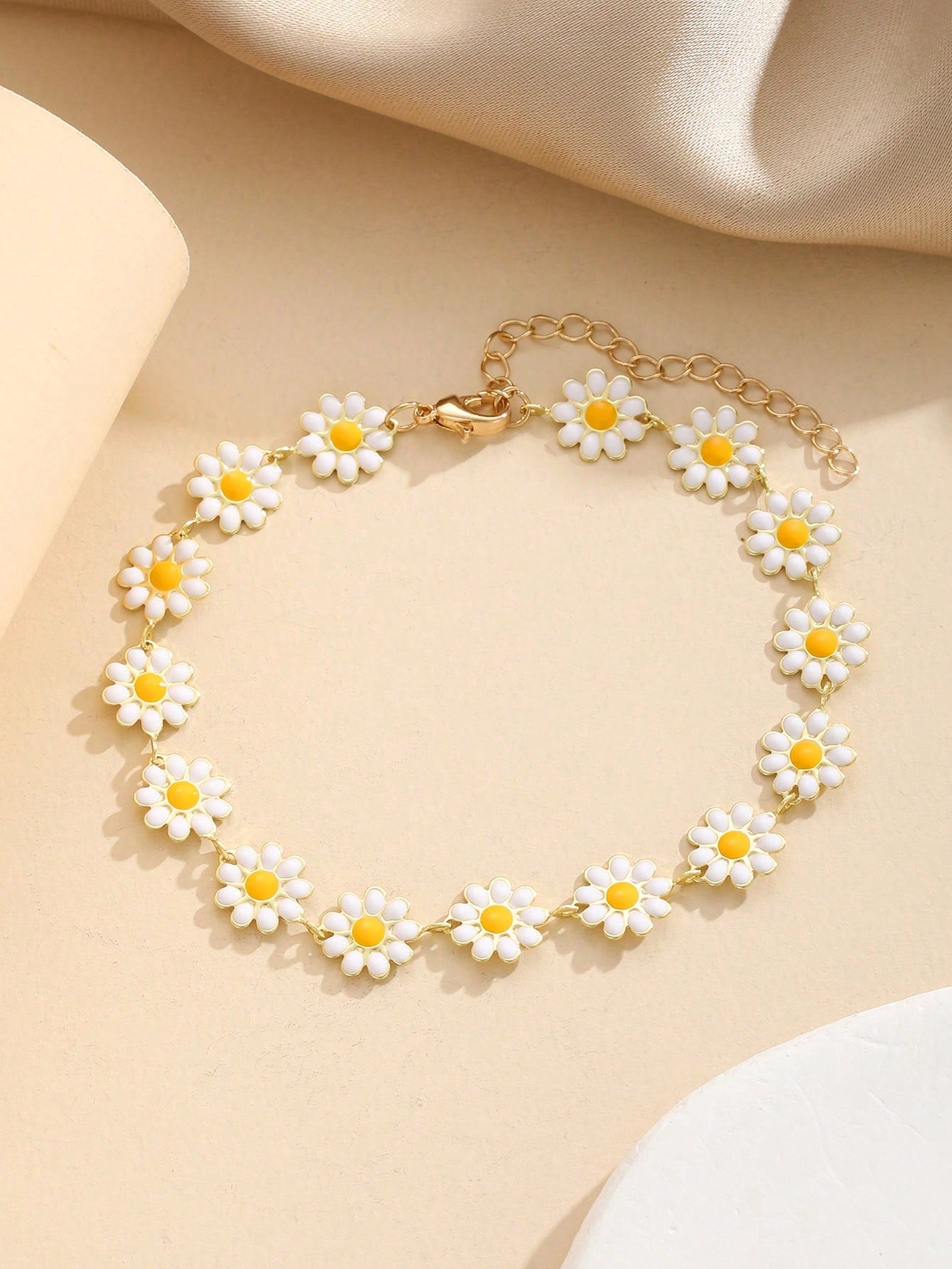 1pc Girls Sweet Delicate Popular Flower Decor Chain Anklet Suitable For Kids Girls Party Banquet Summer Beach Vacation  Accessory Gift For Daily Wear Fine Jewelry