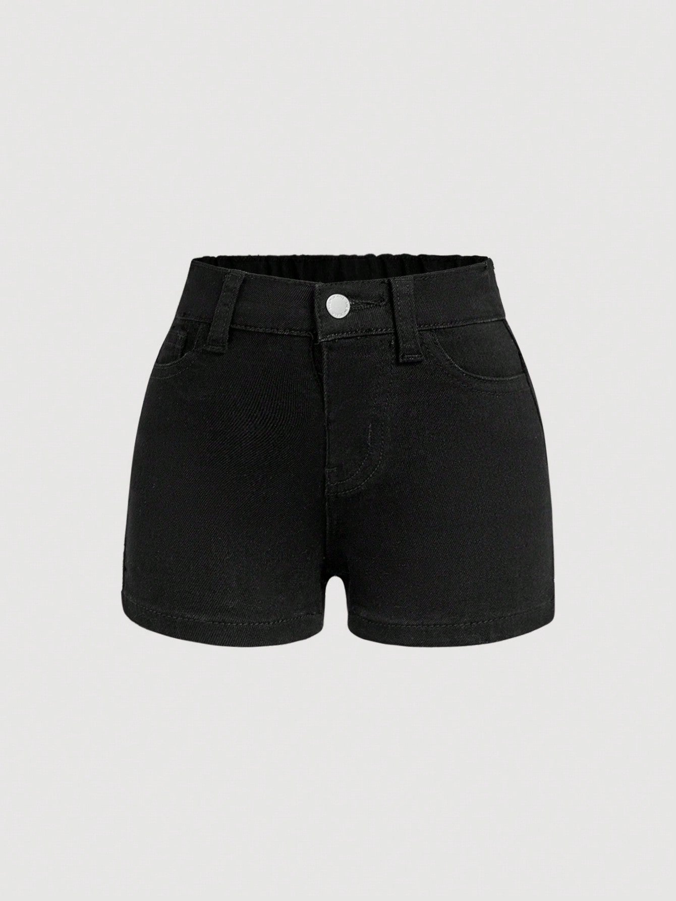 Young Girl Basic Black Denim Shorts