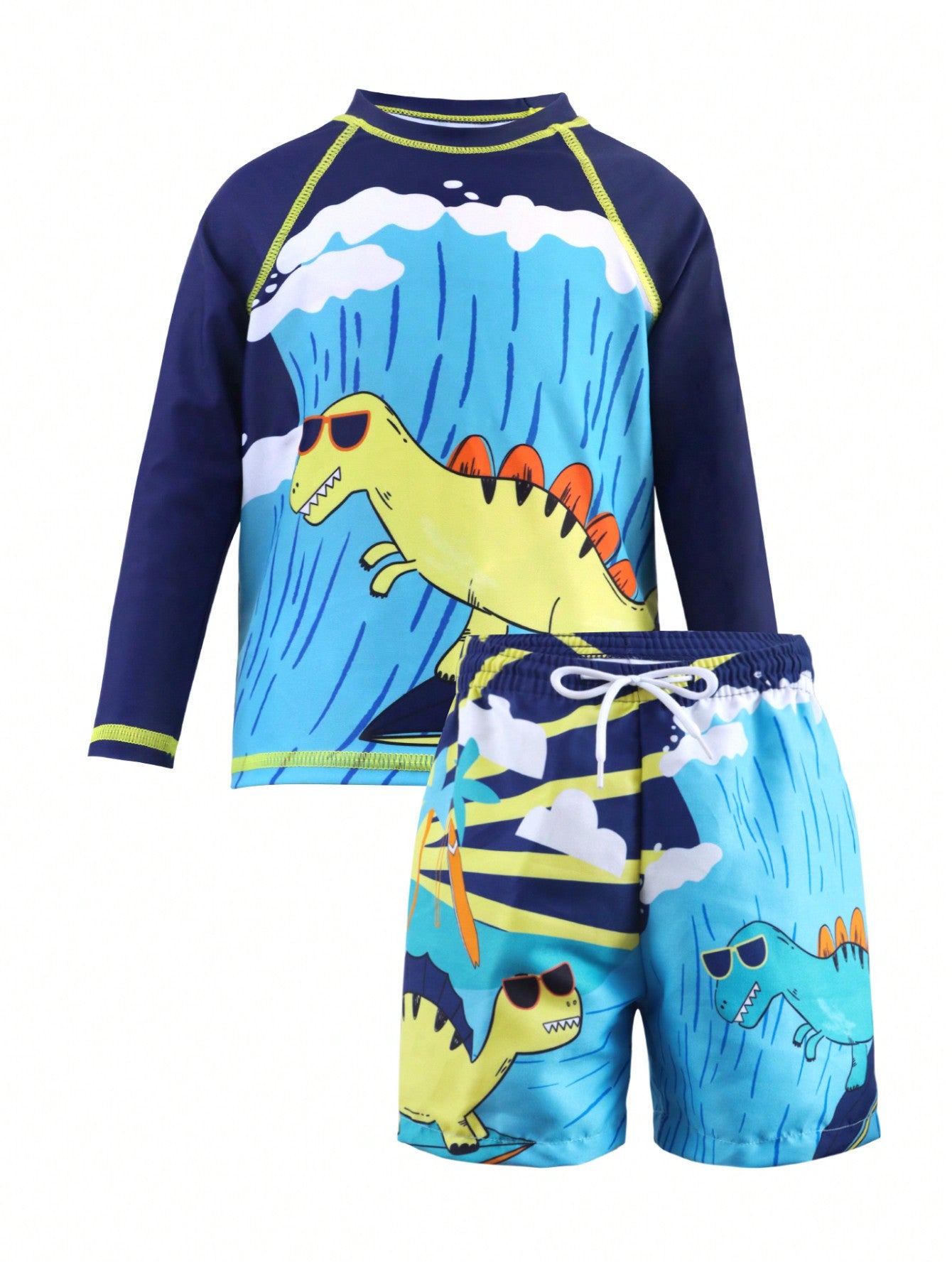 Young Boy 2024 New Arrival Cool Dinosaur Print Beach Swimwear