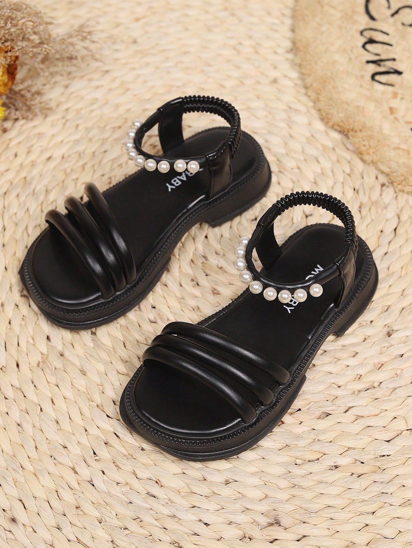 Girls' Korean Style Casual PU Roman Sandals, New Arrival Soft Sole Fashionable Open Toe Slip-Resistant Beach Shoes, Suitable For Summer Holidays