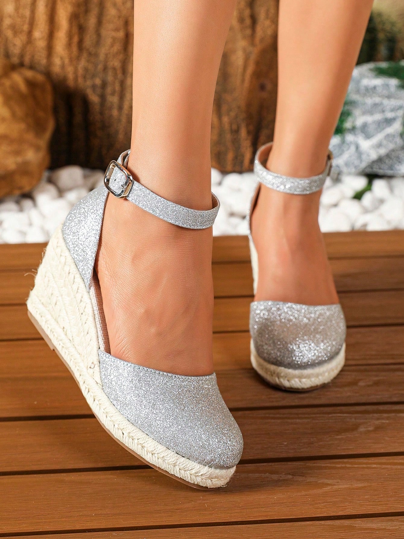 Velvet Round Toe Wedge Heel Jute Rope Wedding Shoes, Pink One-Strap, Fashionable Banquet Wedding Bridesmaid Platform Pumps