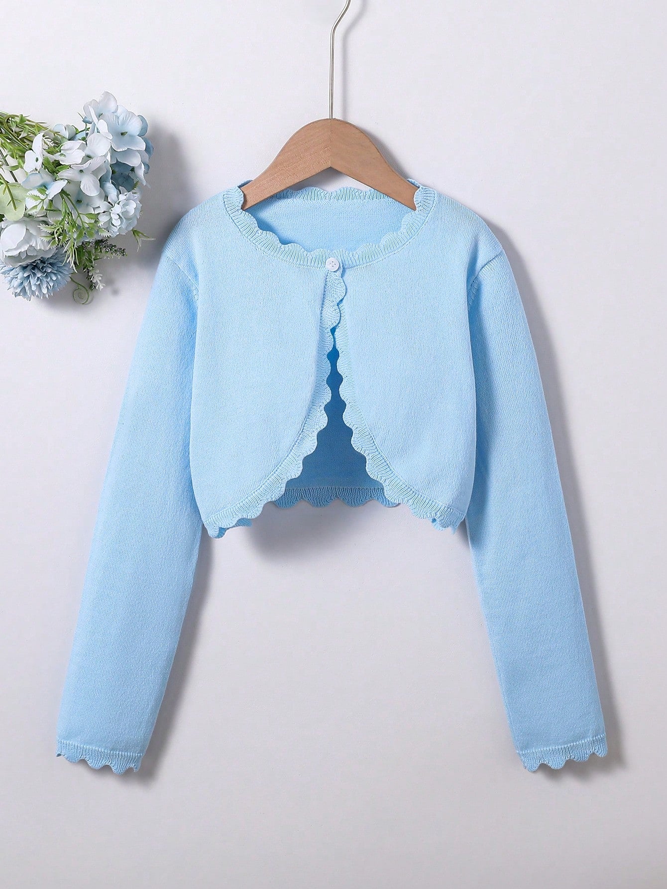 Tween Girl Simple Fashion Long Sleeve Single Button Knit Cardigan, Can Be Worn Outside