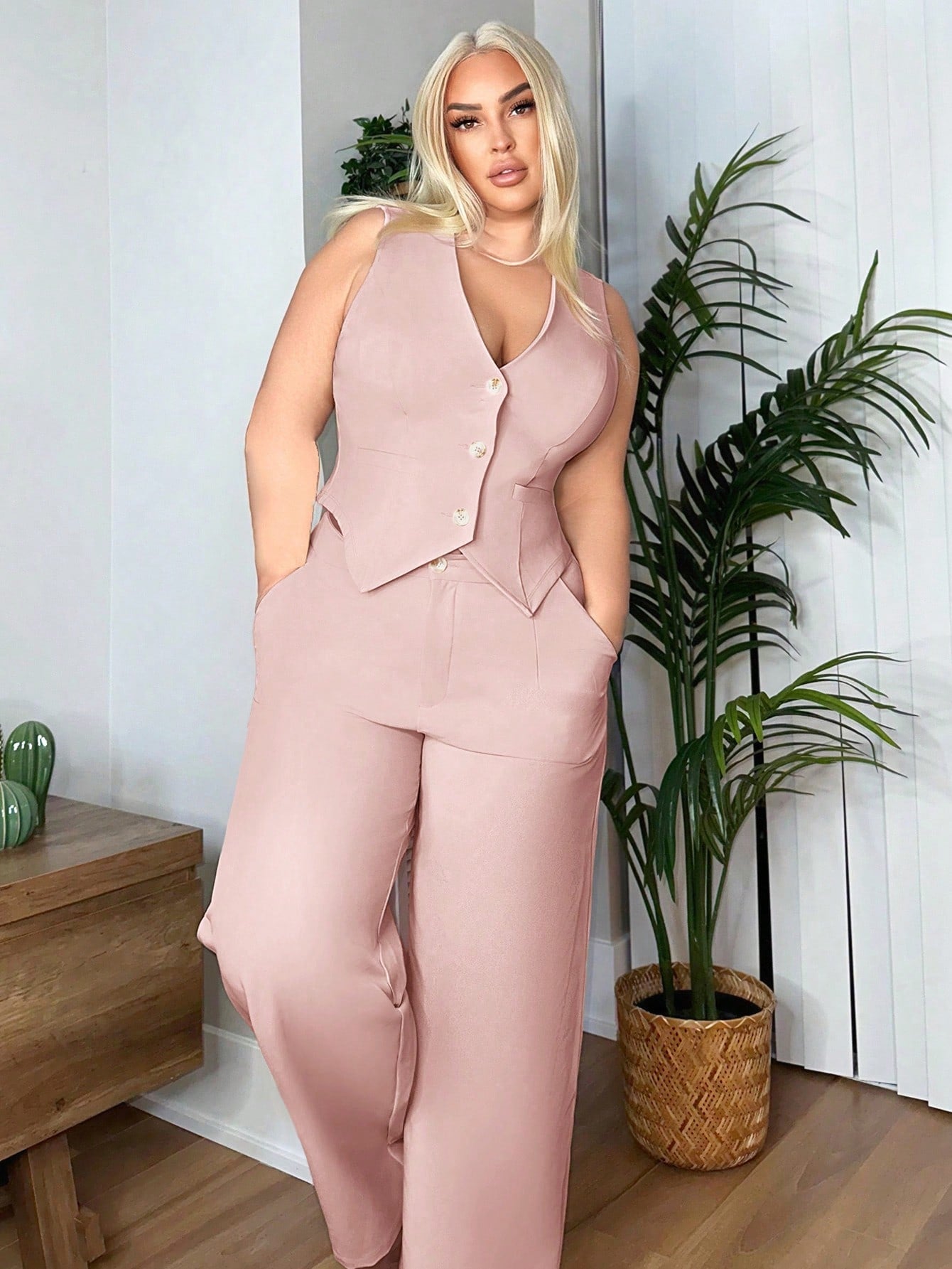 Plus Size Slim Fit Classic Solid Color Suit Vest Date Night Outfits Sexy Outfits Club Birthday Outfit Spring Summer Women Clothes Bachelorette Party