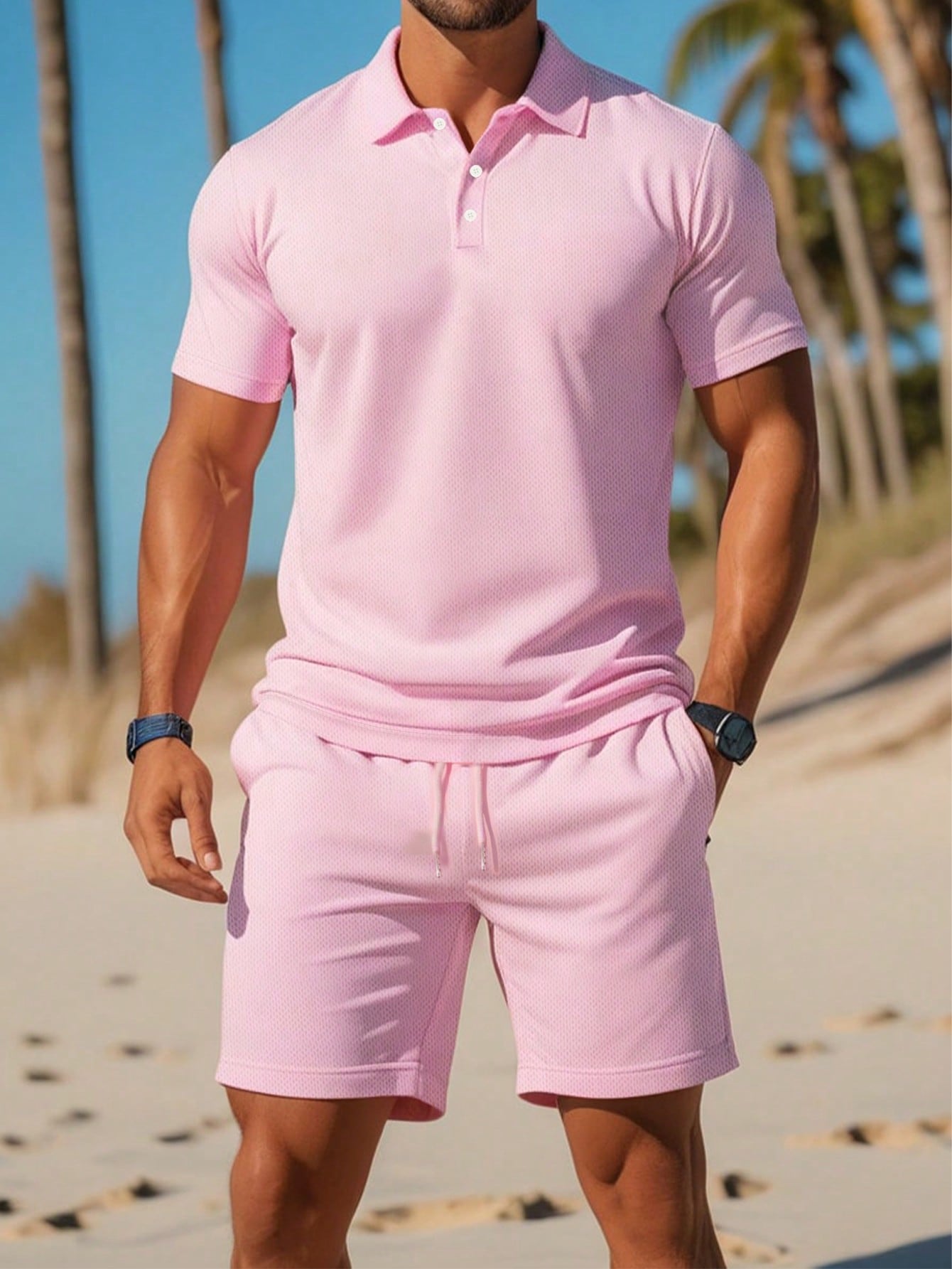 Men's Plain And Simple Daily Polo Set