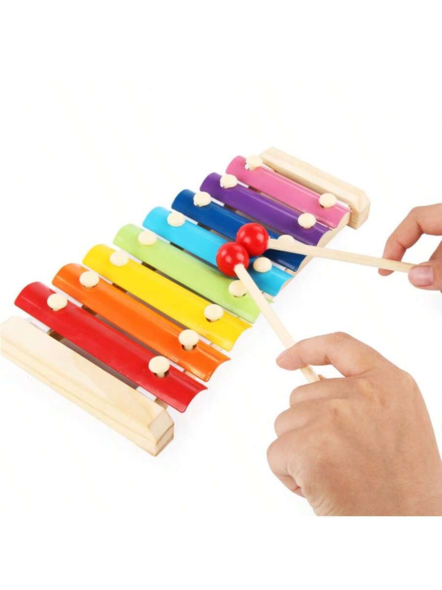 1set Baby Hand Knocking Piano Toy Early Education Musical Octave Instrument Children Percussion Wooden Piano For 1-3 Years Old