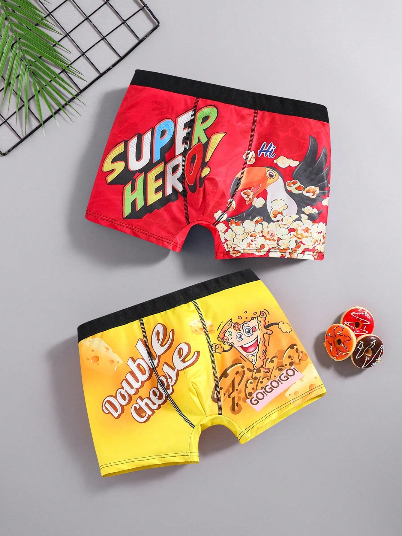 2pcs Teenage Boys' Simple Fashion Printed Boxer Briefs