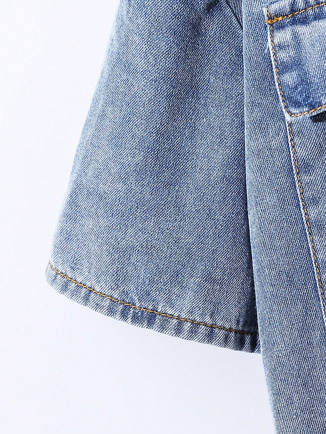 Teenage Girls' Denim Shirt With Pocket Design, Zipper Detailing, And Mid-Blue Washed Finish