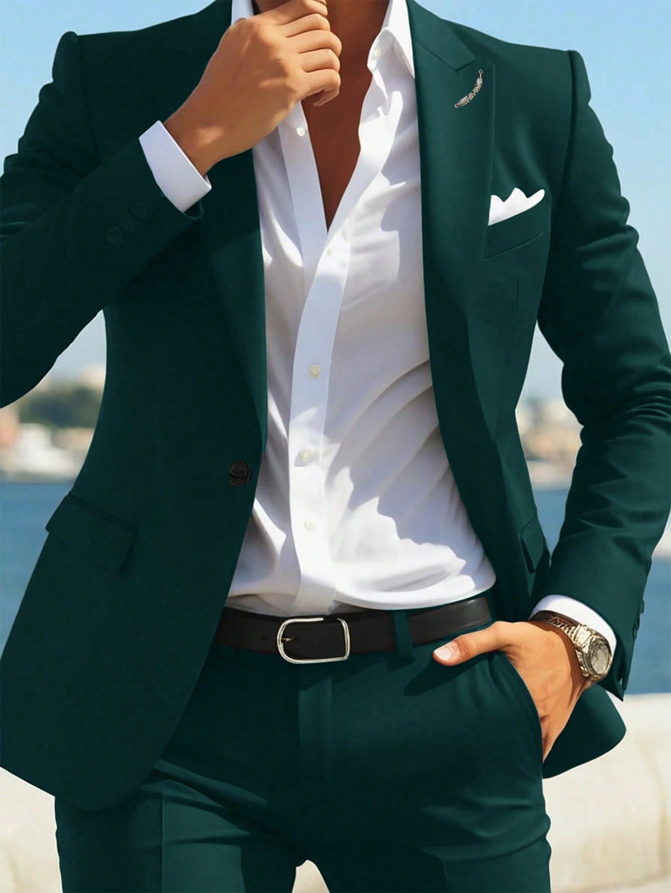 Men's Simple Daily Long Sleeve Suit Jacket