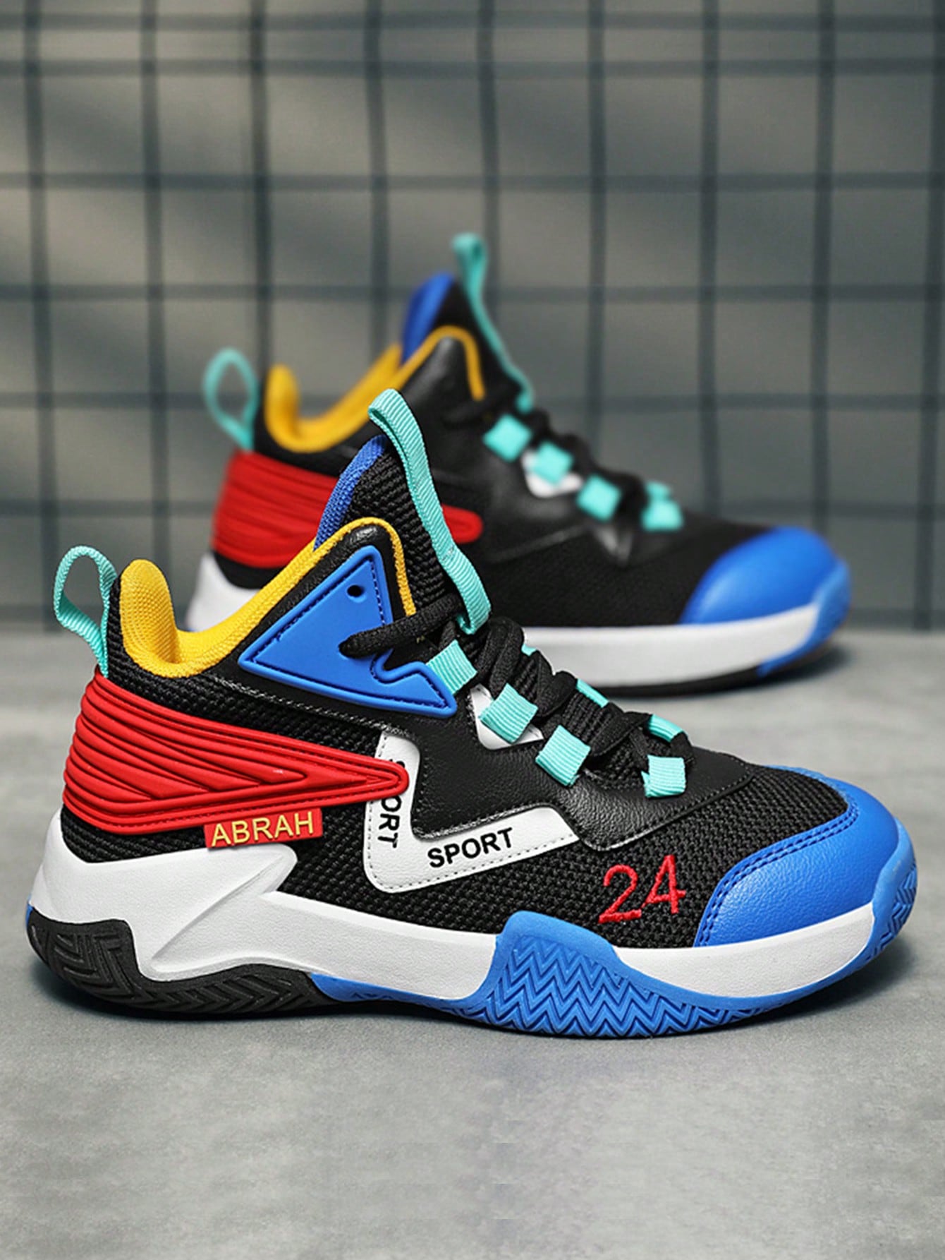 1pair Kids' Basketball Shoes, Four Seasons, Anti-Slip And Wear-Resistant Athletic Shoes For Boys