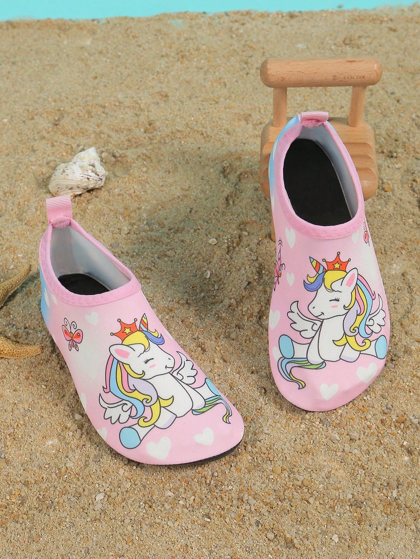 Boys" Cartoon Shark Graphic Breathable Quick-Dry Beach Water Shoes, Girls" Soft Sole Water Socks With Anti-Slip Sole