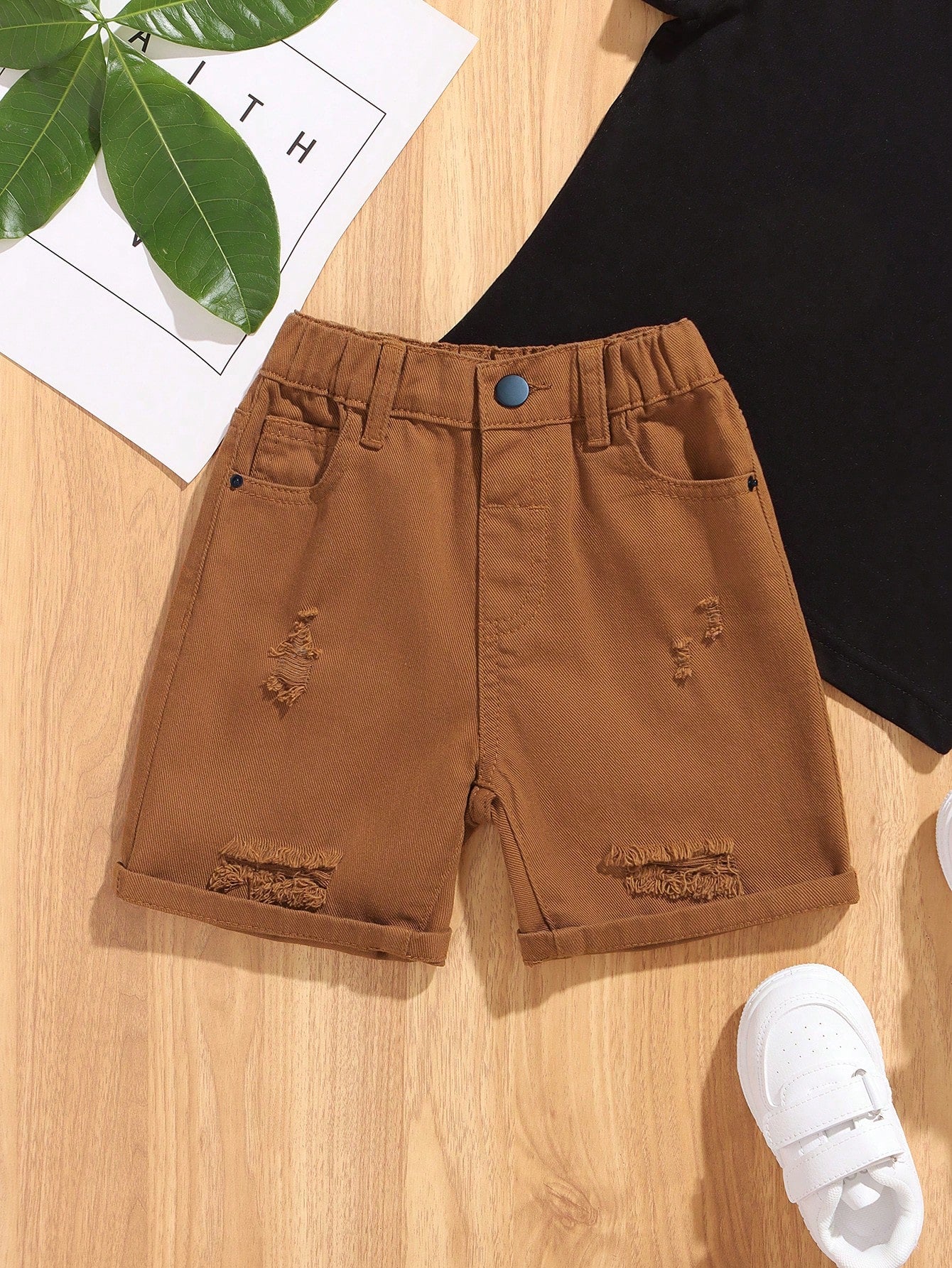 Young Boy Casual Ripped Summer Denim Shorts, For Summer