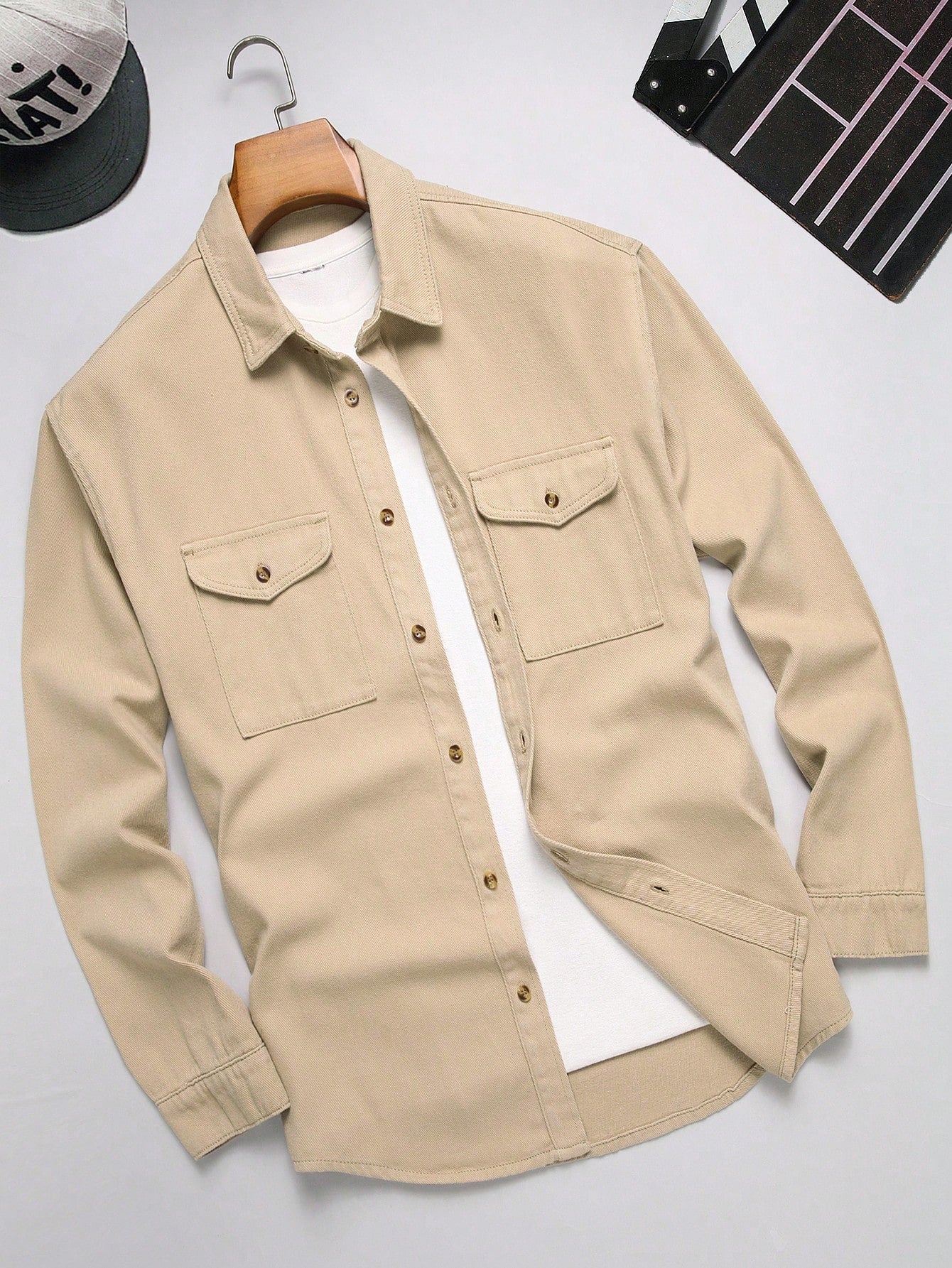 Men's Long Sleeve Plain Casual Denim Shirt