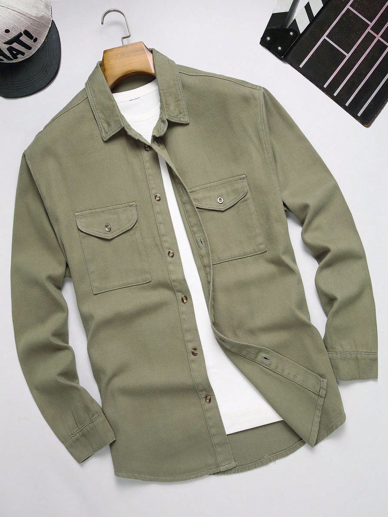 Men's Long Sleeve Plain Casual Denim Shirt