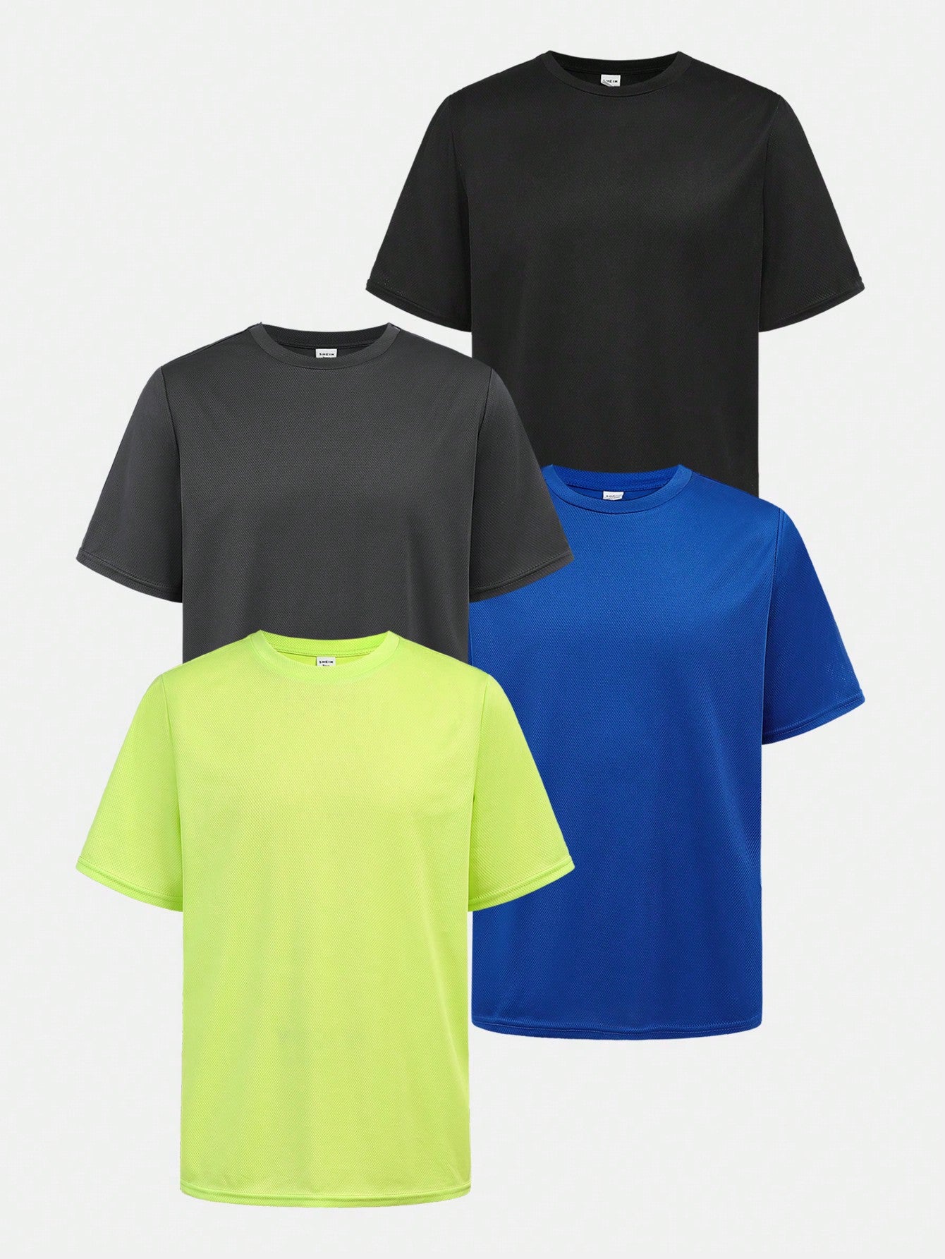 4pcs Teen Boys' Loose-Fit Breathable Solid Color Round Neck Short Sleeve T-Shirt Sportswear Set, Minimal & Breathable For Running, Fitness, Yoga