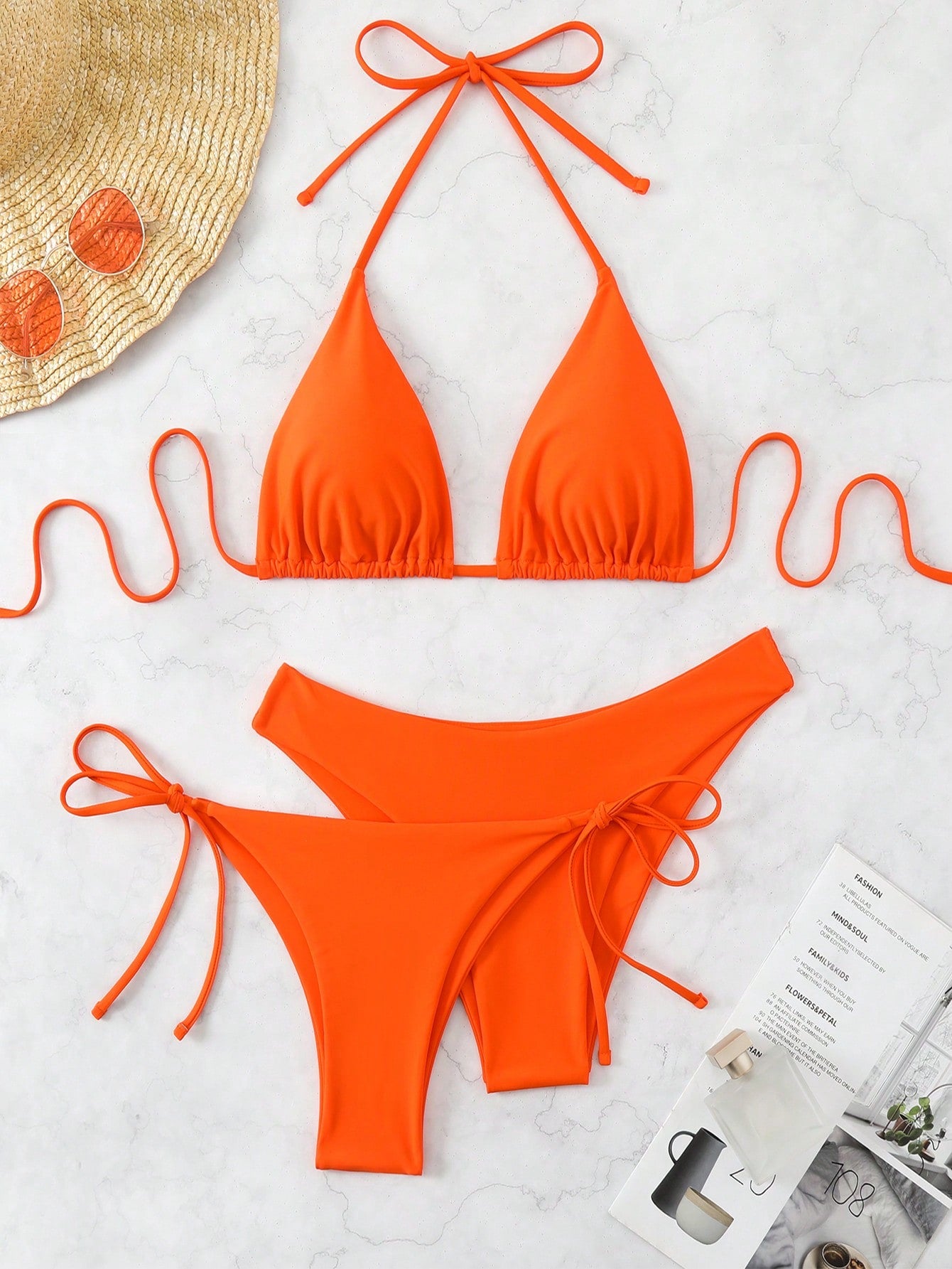 Swim Summer Beach 3pcs/Set Women's Plain Bikini Set