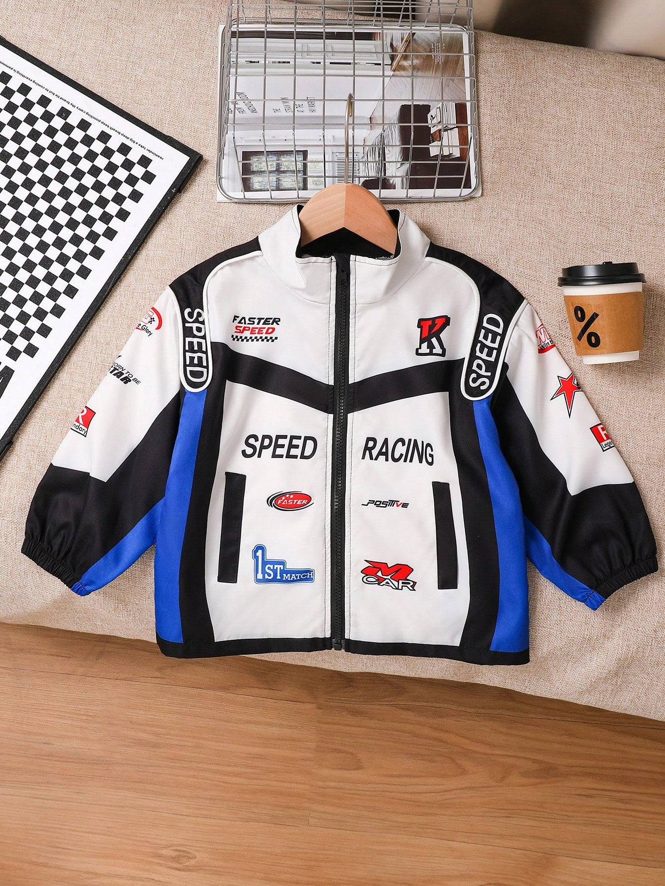 1pc Young Boy Casual Sporty Street Motorcycle Style Long Sleeve Jacket, Suitable For Daily Wear, Sports, College, Spring And Summer