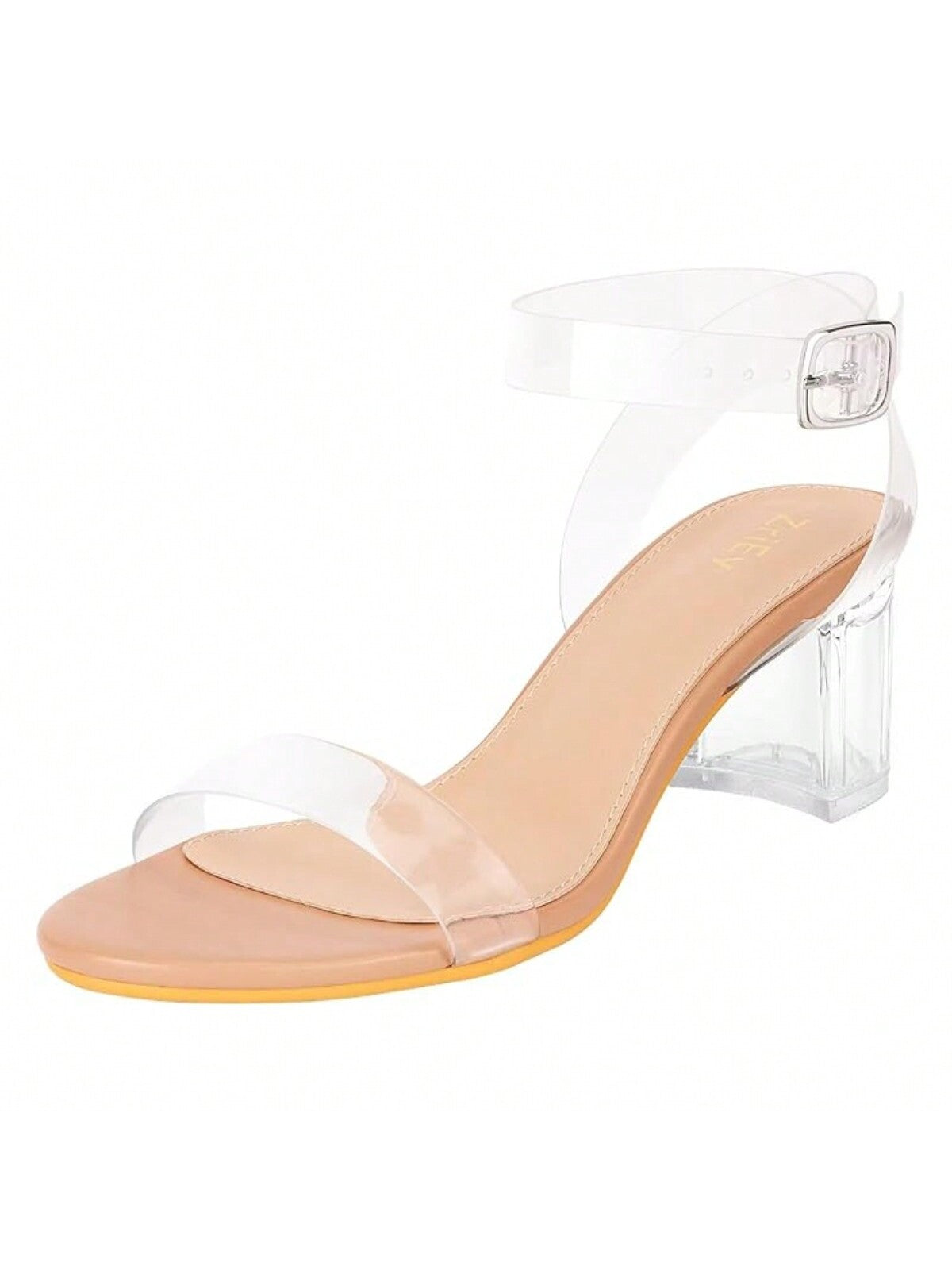 ZriEy Women's 2 Inch Fashion Sandals, Open Toe Clear Transparent Jelly Sandals Strappy Chunky Low Heeled Sandals Block Heels Ankle Strap Adjustable Buckle Lucite Block High Heel Shoes