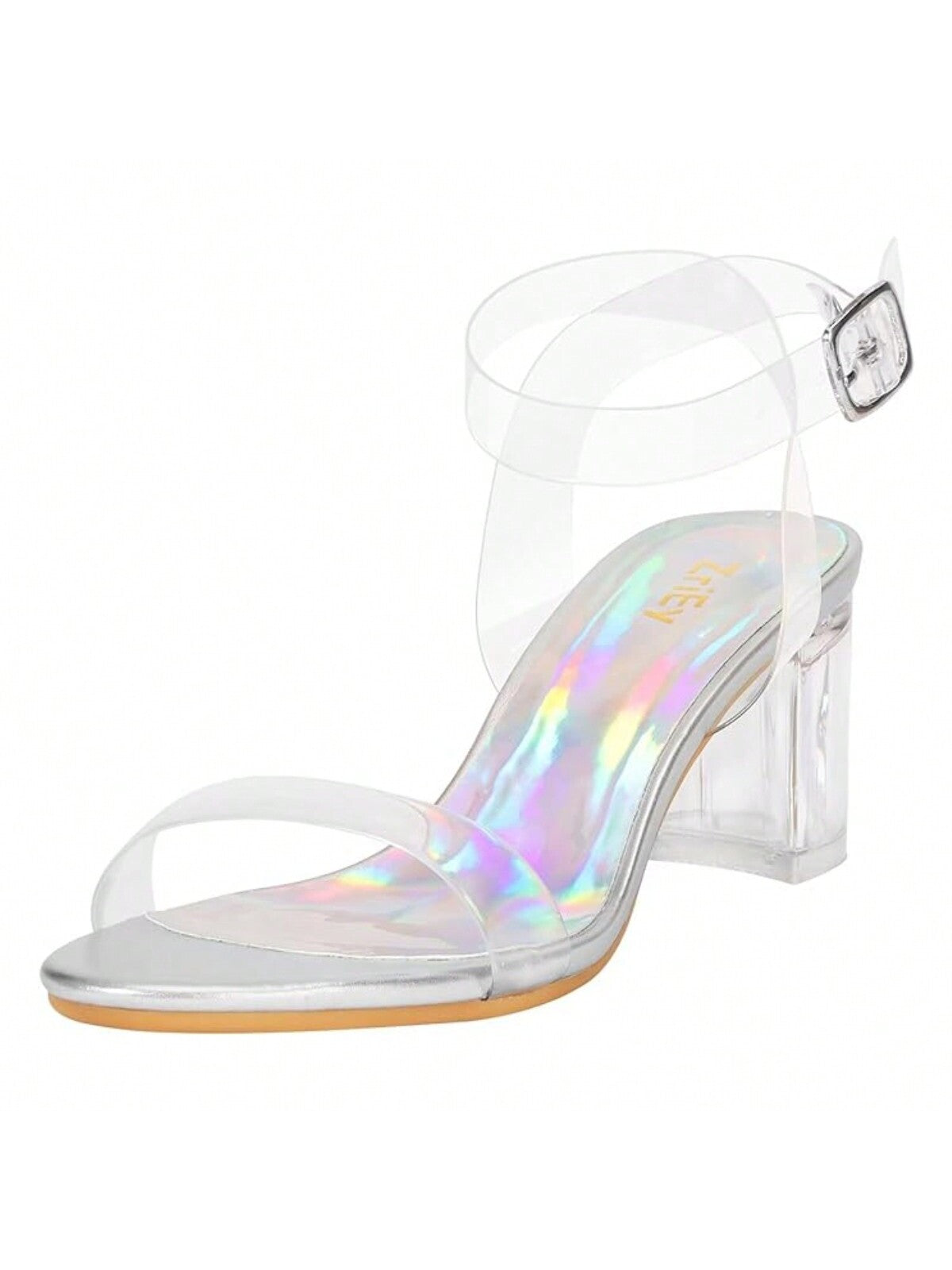 ZriEy Women's 2 Inch Fashion Sandals, Open Toe Clear Transparent Jelly Sandals Strappy Chunky Low Heeled Sandals Block Heels Ankle Strap Adjustable Buckle Lucite Block High Heel Shoes