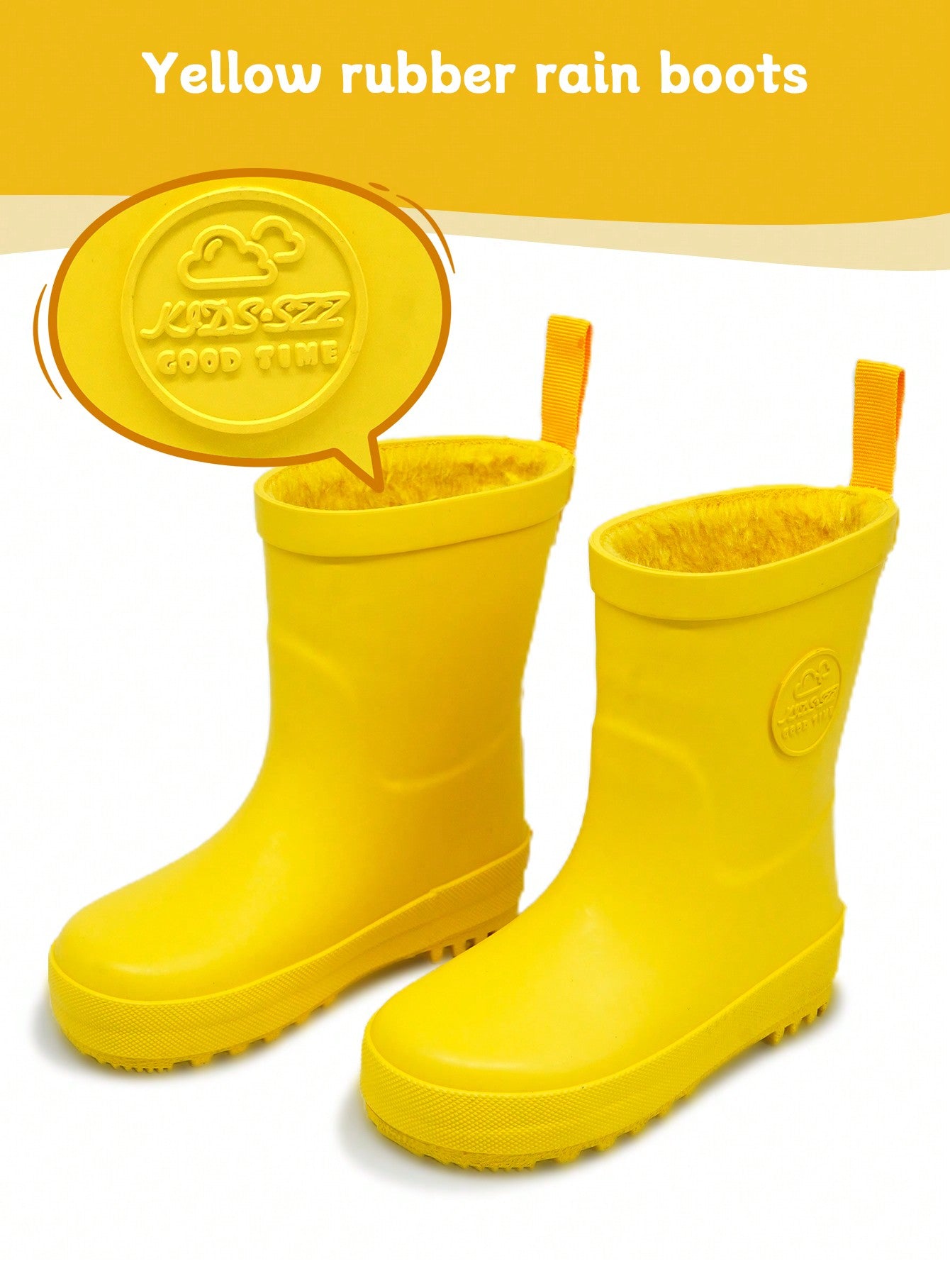 Boys And Girls Warm Soft Cold Thermal Lined Outdoor Snow Student Travel Rubber Rain Boots Water Shoes.