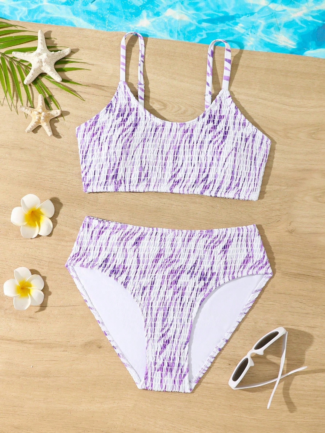 Teen Girl Two-Piece Bikini Set, Random Print Summer Beach