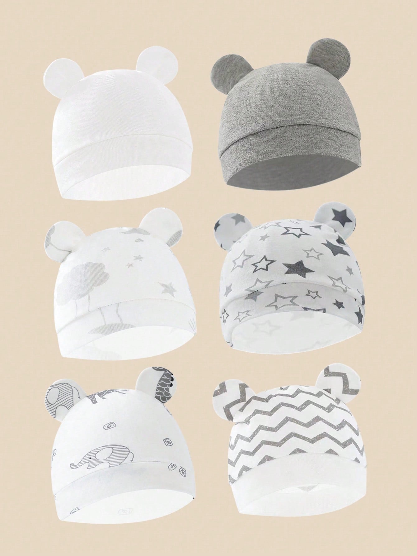 6pcs Newborn Baby Cap, Spring And Autumn, Super Cute, 0-3 Months, Hat With Knot, Infant Cap For Hospital