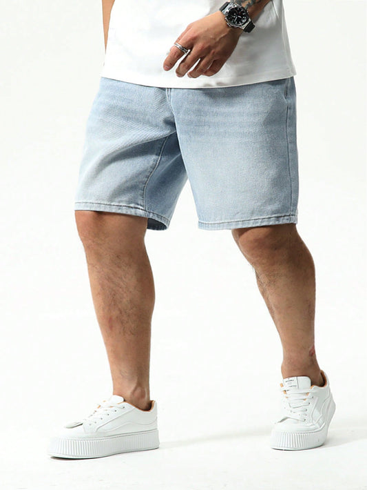 Men's Plus Size Casual Bermuda Denim Shorts With Pockets