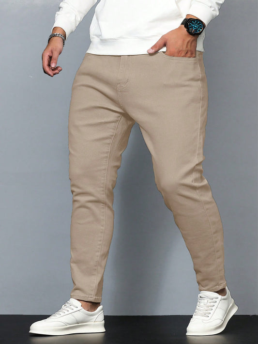 Men's Plus Size Casual Solid Color Tapered Jeans