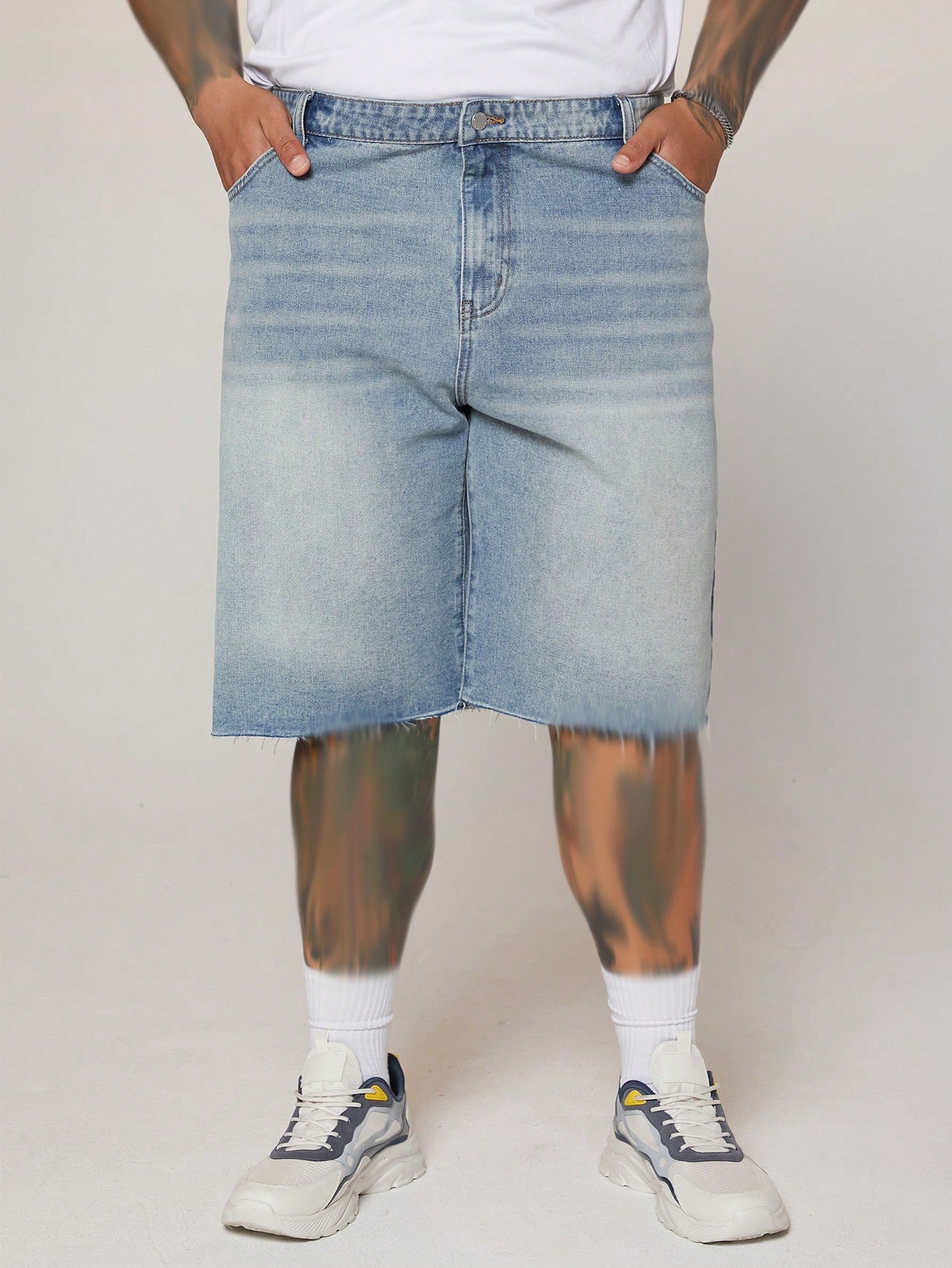 Men's Plus Size Loose Fit Casual Denim Shorts For Summer