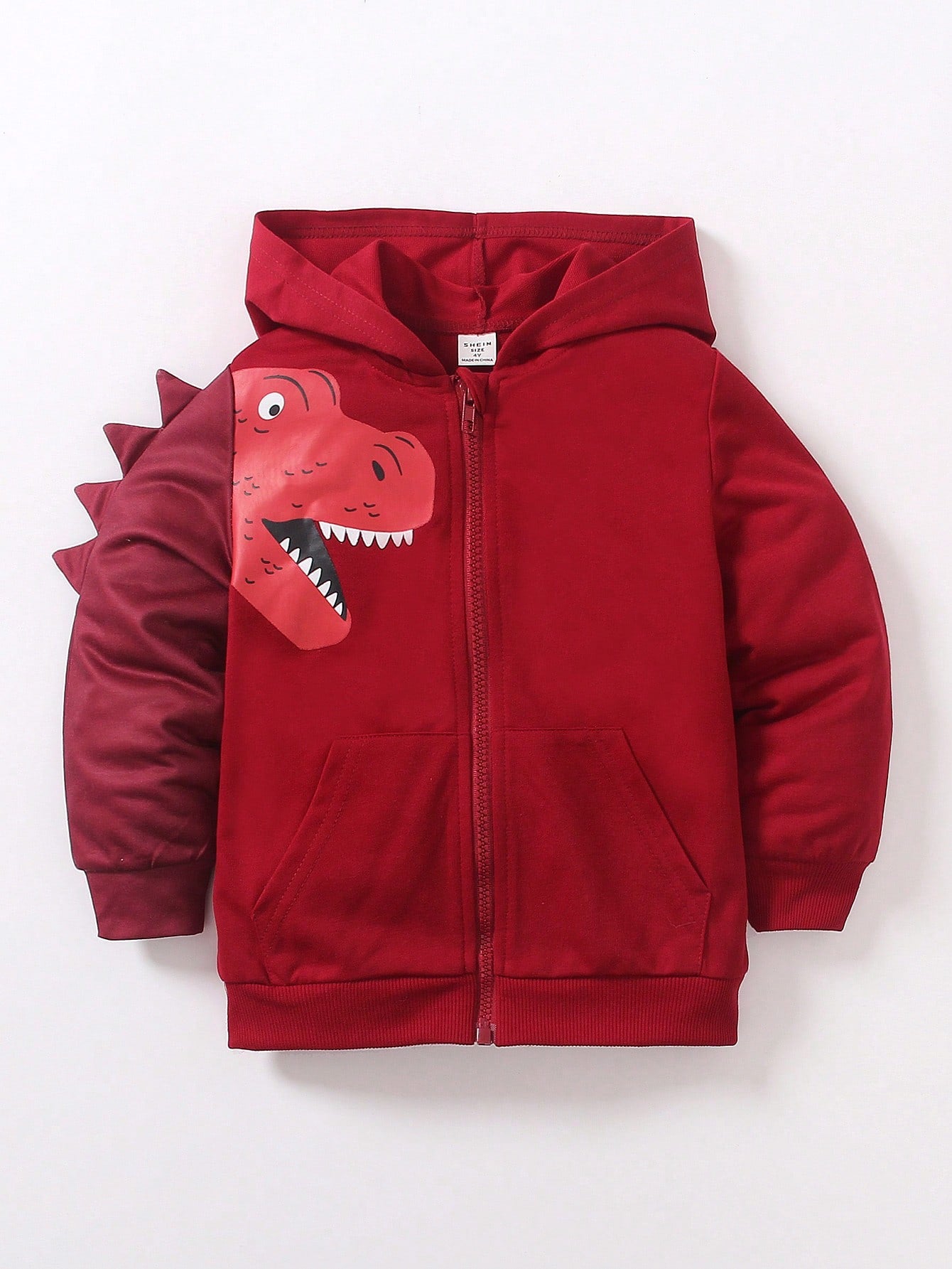 Young Boy Dinosaur Printed Zip-Up Sports Jackets For Autumn Outfits, Hooded Sweatshirt