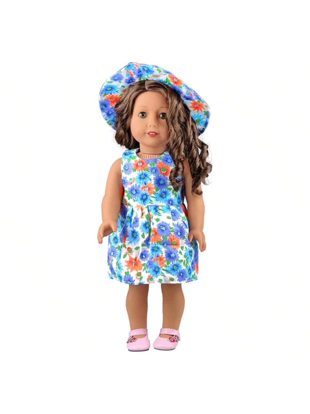 18 Inch Doll Accessories, Casual Hats And Sleeveless Floral Skirts