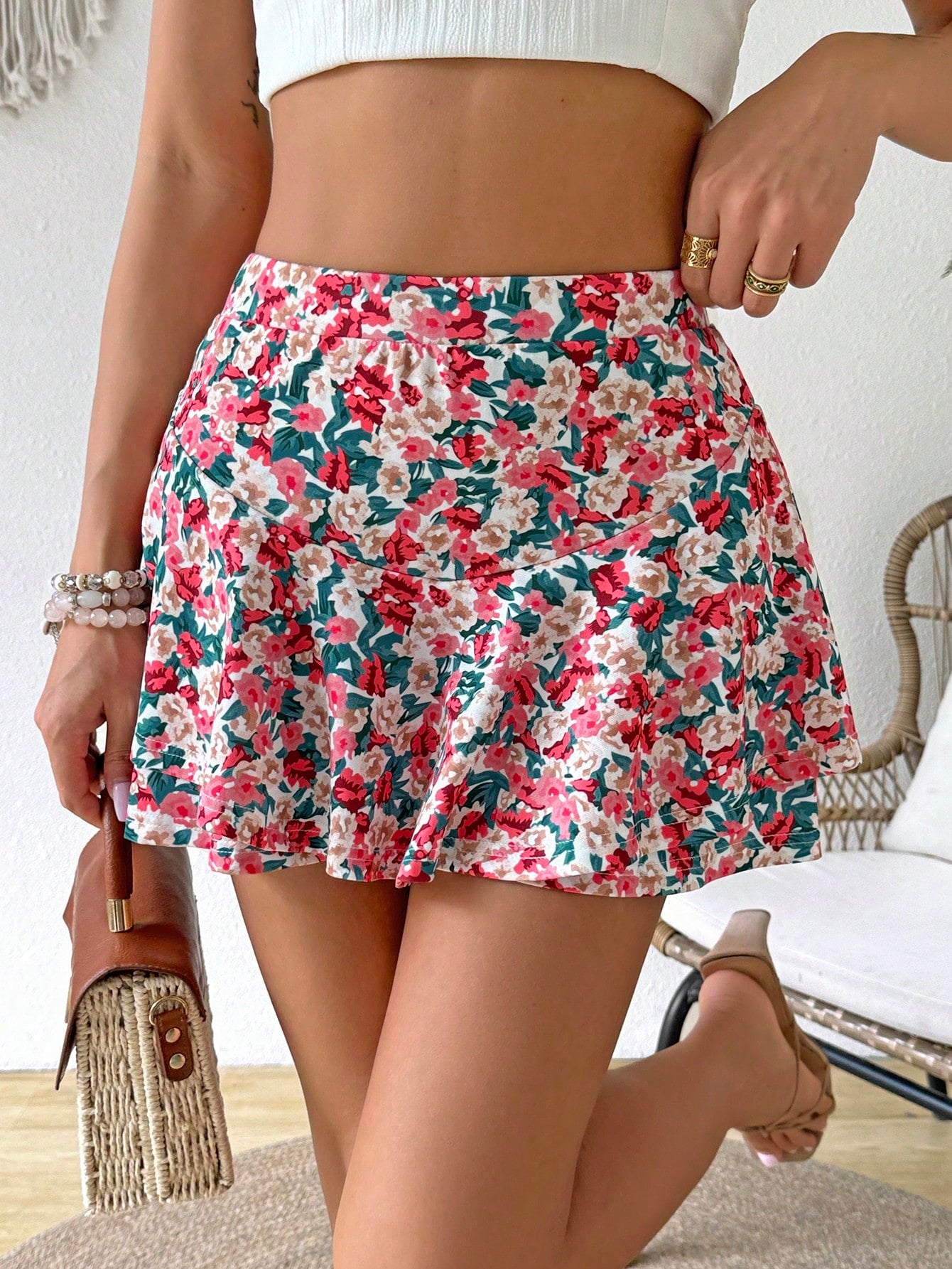 Women's Floral Printed Summer Vacation Style Shorts