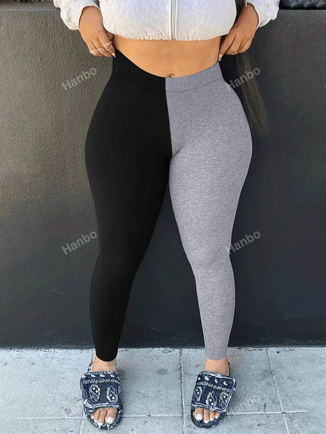 Plus Size Women's Casual Solid Color Leggings For Everyday Wear