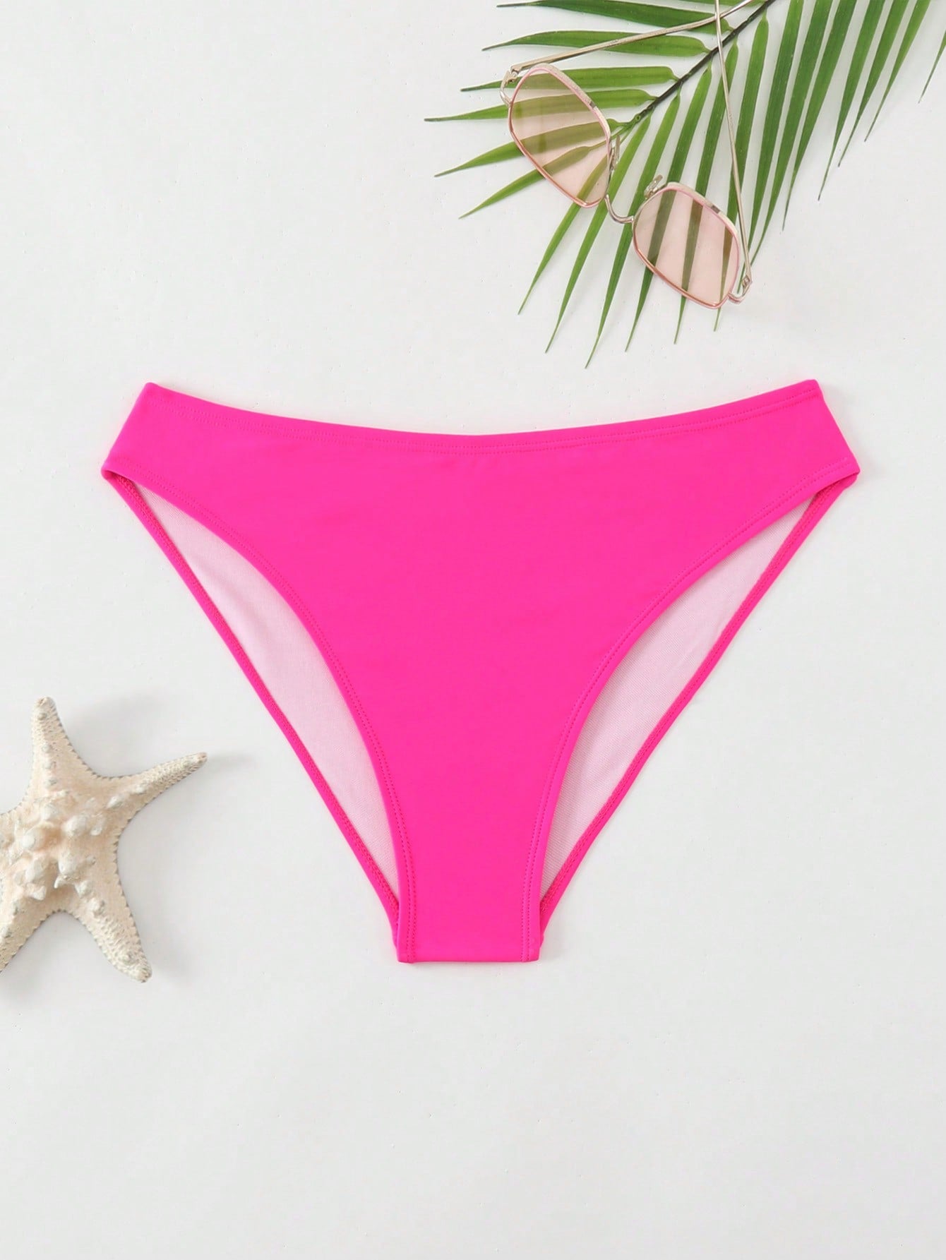 Swim Solid Color Elastic Bikini Bottom For Summer Beach