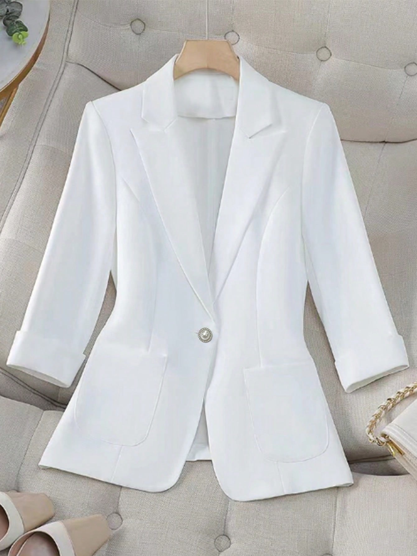 Frenchy Spring Summer Casual Solid Color Suit Jacket For Commuting