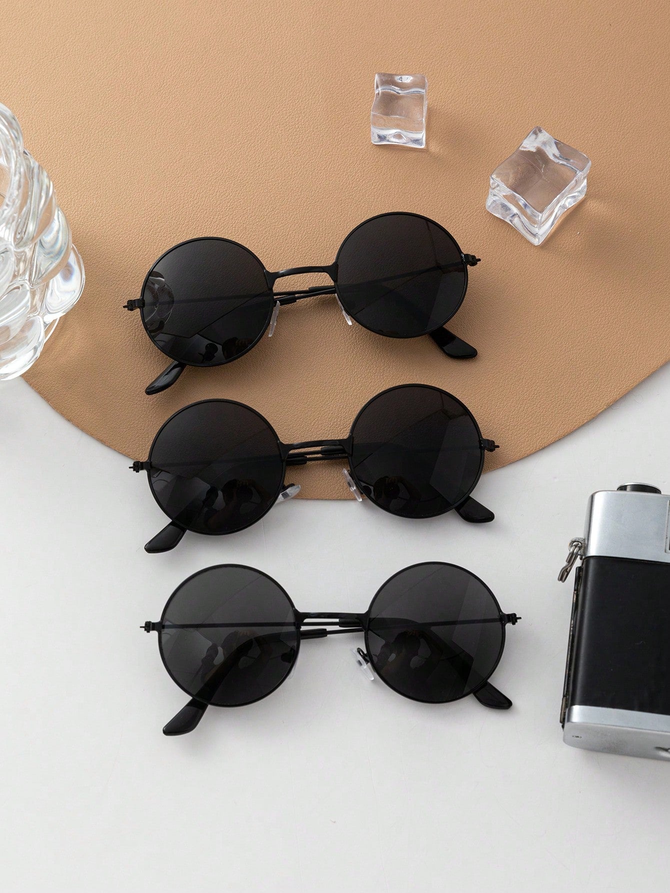 3pcs Vintage Fashion Round Metal Frame Kids Sunglasses