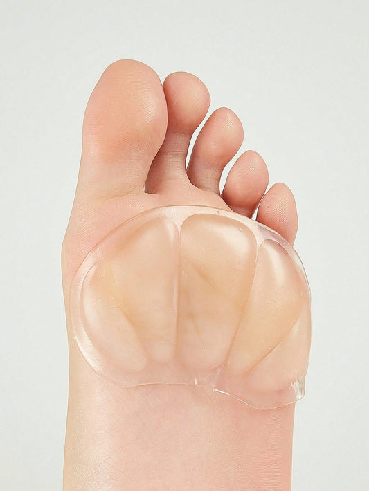 2pcs Unisex Transparent Silicone Heel & Forefoot Cushion Pad For Comfy & Fashionable Shoe Insert