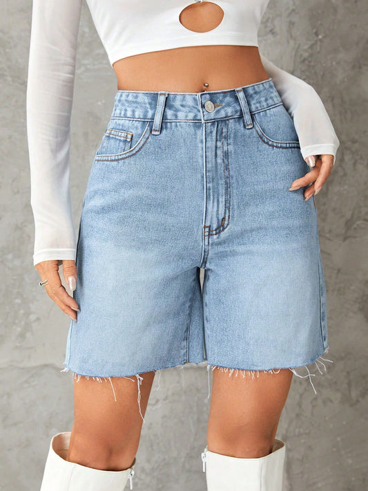 Women's Loose Fit Bermuda Casual Denim Shorts With Pockets