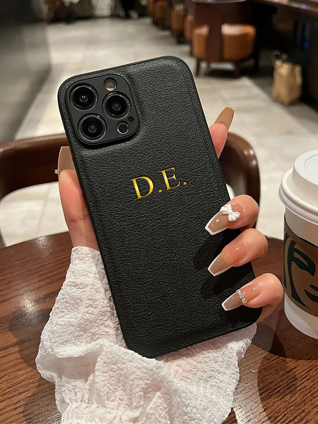Customized Phone Case Compatible With Iphone 15 14 13 12 11 Pro Max 15 14 Plus Back Cover INS Luxury Korea Leather Shckproof Case Personalized Initials Name 3D DIY Engraved Gold Letters Hot Stamping Technology Leather Case Festival Gifts For Lover Friends