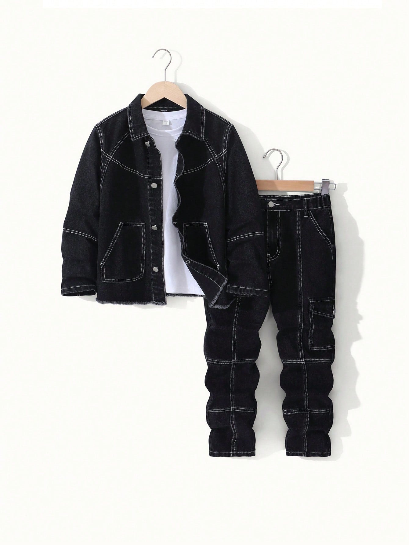 Handsome Boy Enzyme Washed Black Denim Outfit