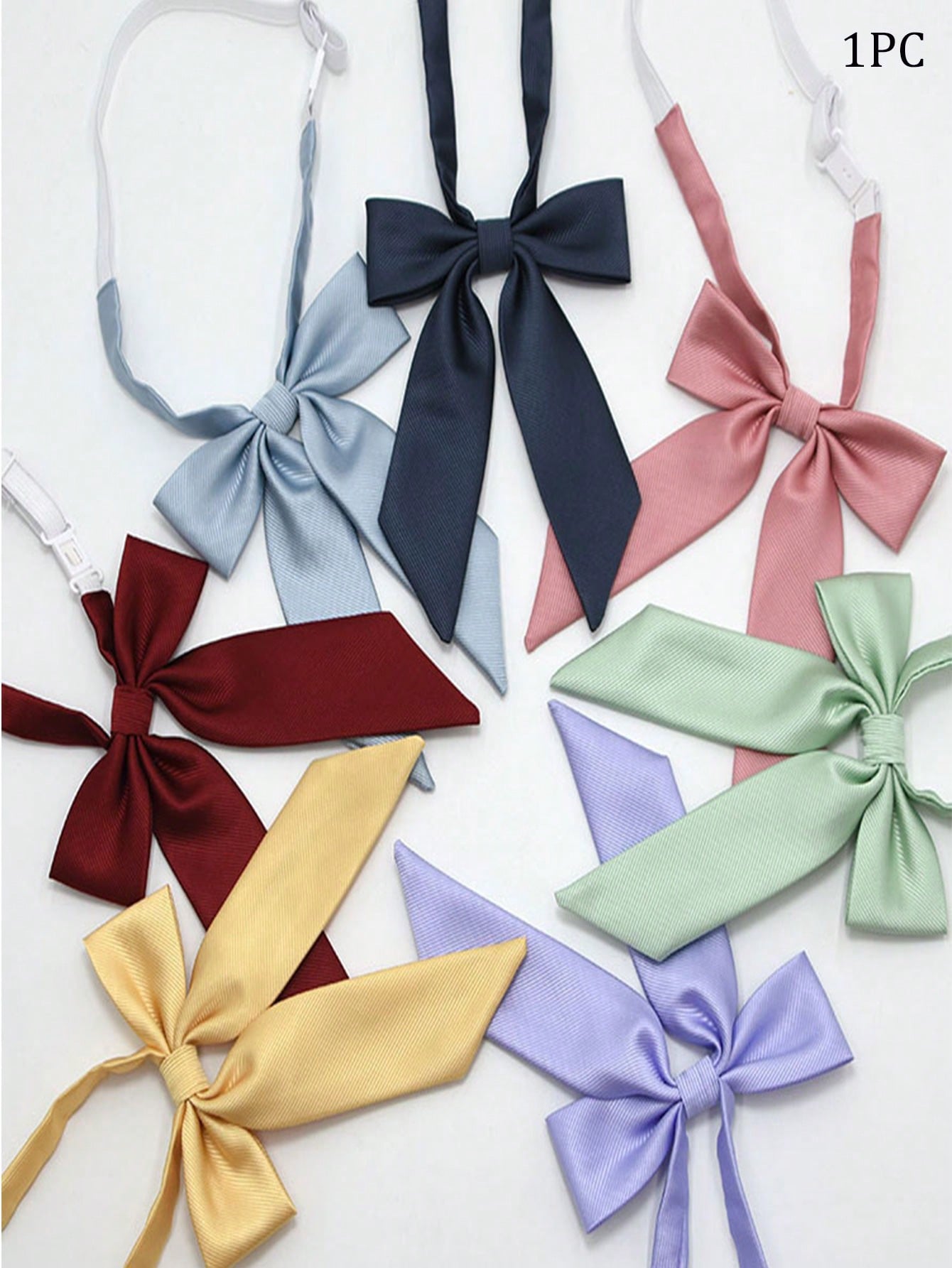 1pc Solid Color  Twill Pointed Collar Necktie With Flower Decoration, School Uniform Sailor Collar For Girls