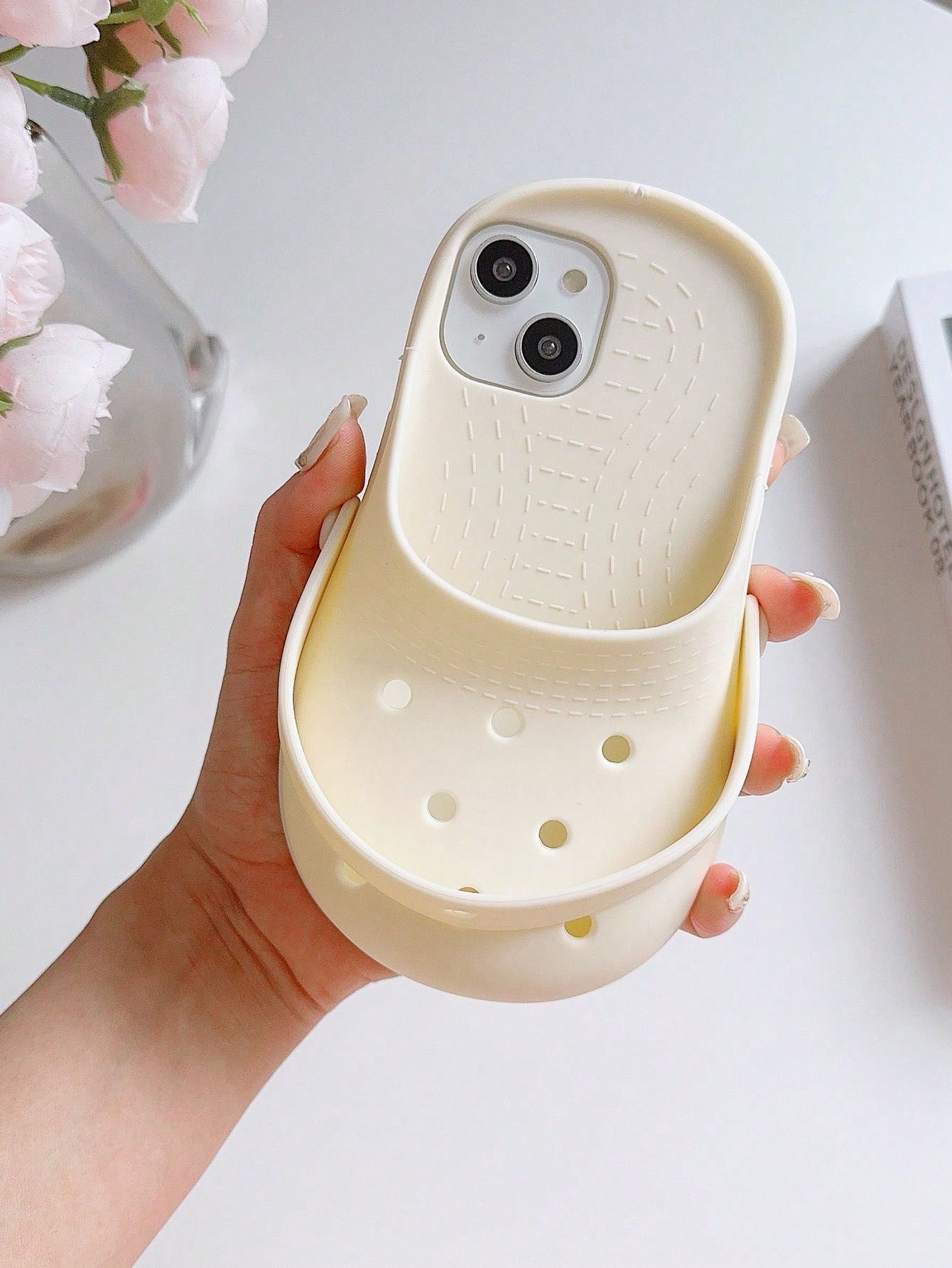 Summer New Arrival Funny 3D Hole Shoes Shaped Soft Silicone Phone Case With Strap Compatible With Apple IPhone 11/12/13/14/15 Pro Max, Shockproof Cover