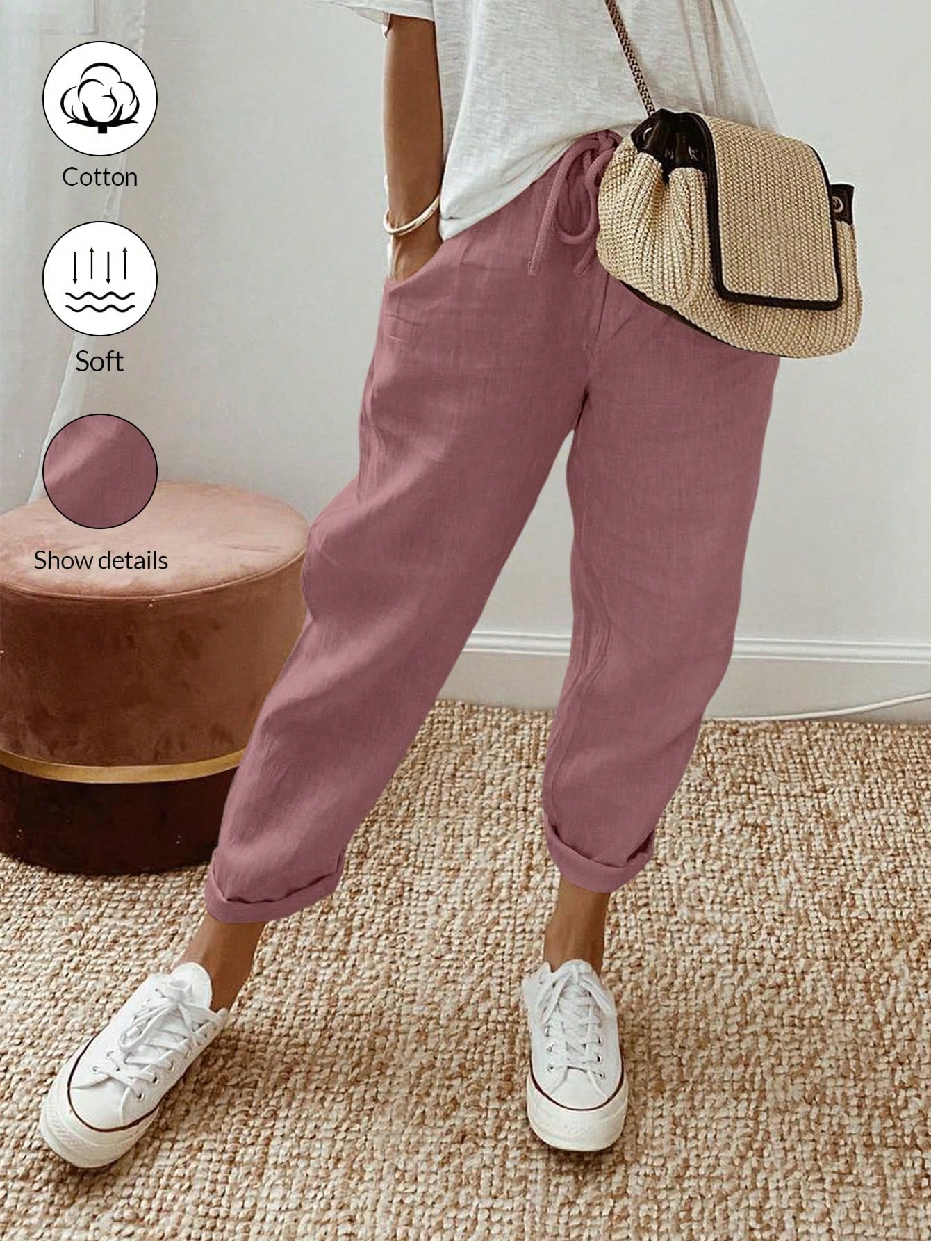 Women's Solid Color Simple Daily Trousers