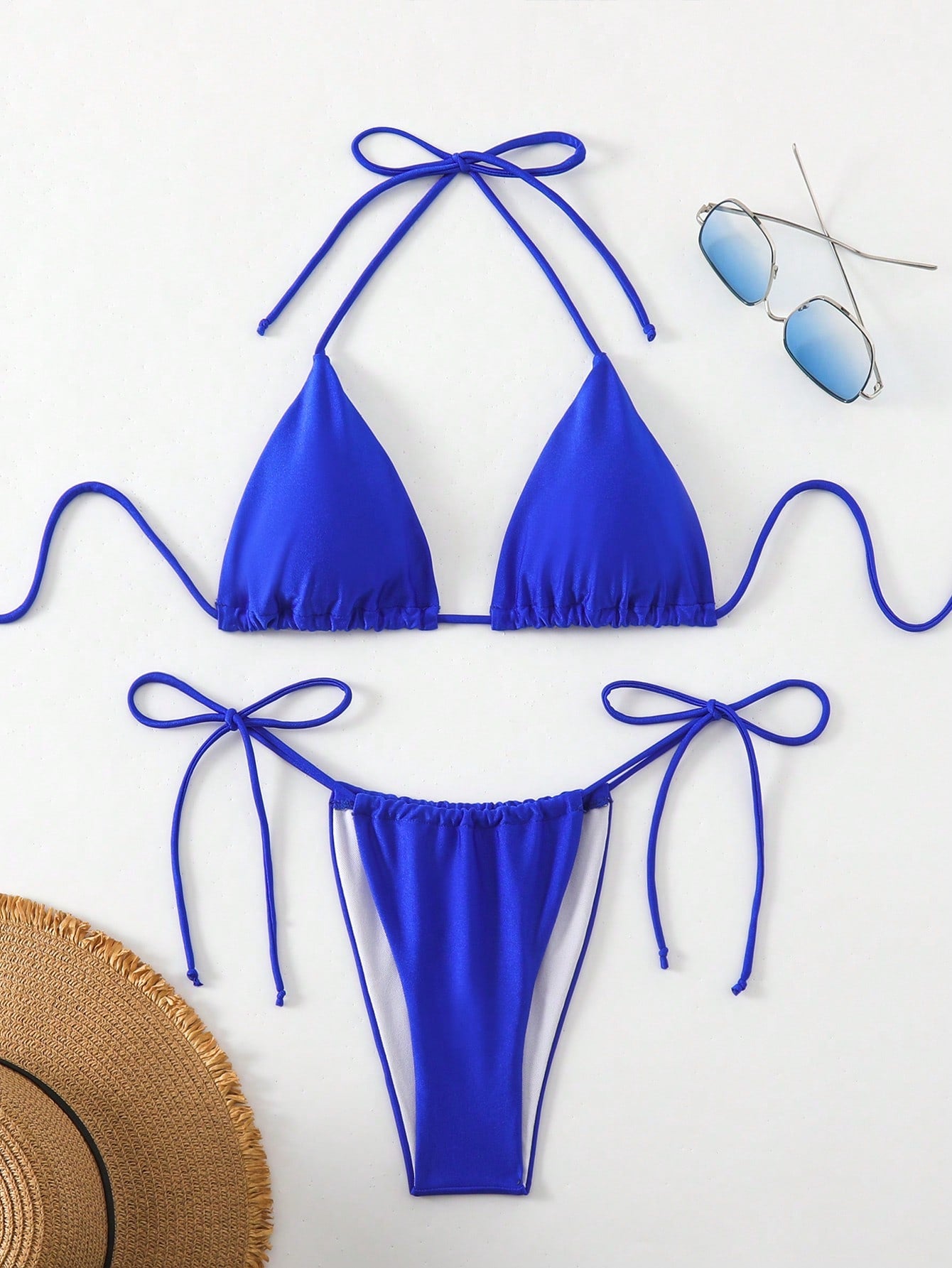 Swim Summer Beach Halter Triangle Tie Side Bikini Set