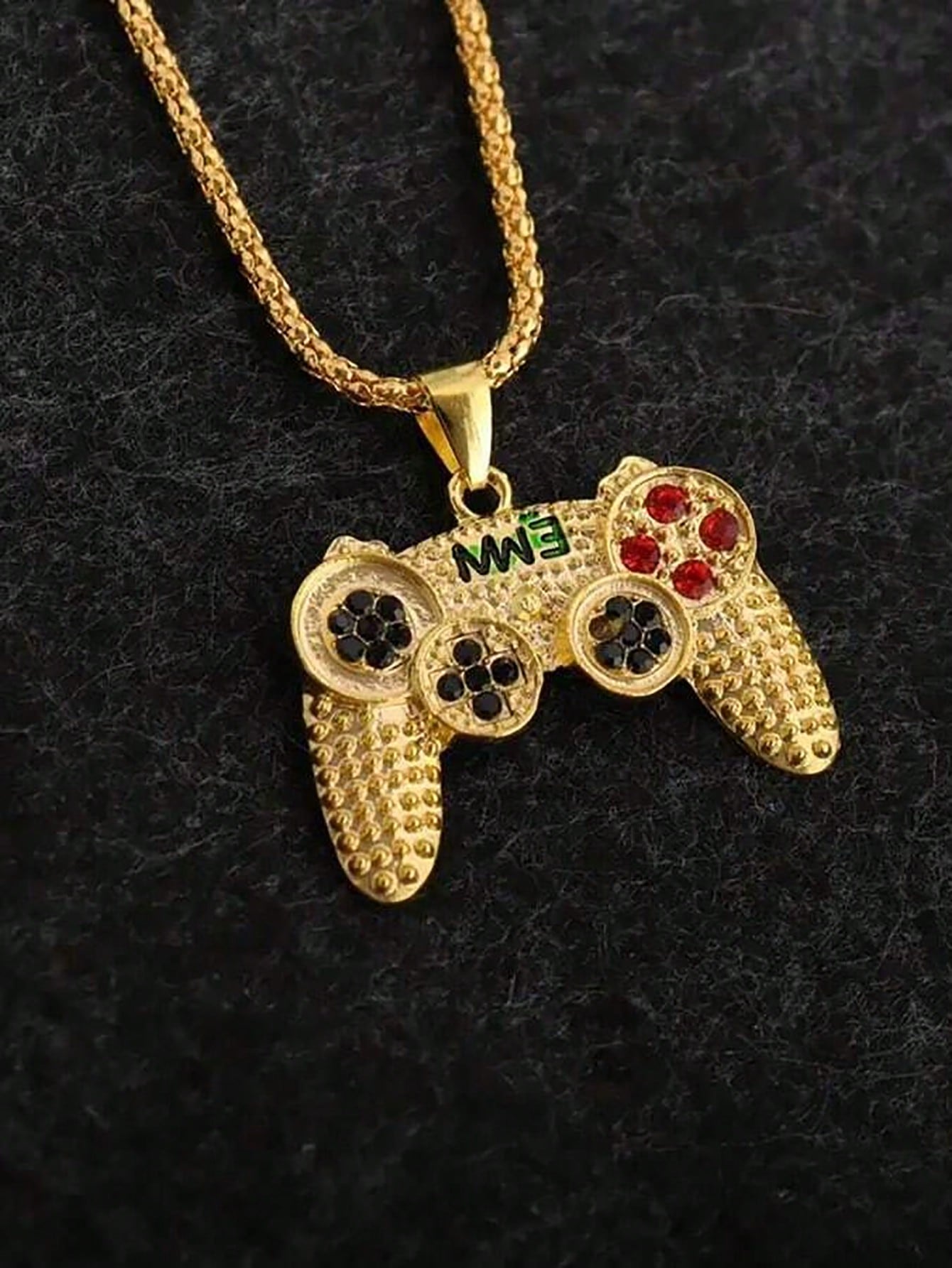 Trendy Boys' Game Controller Necklace - Durable Synthetic Stone, Sporty Casual Accessory, Perfect Gamer Gift