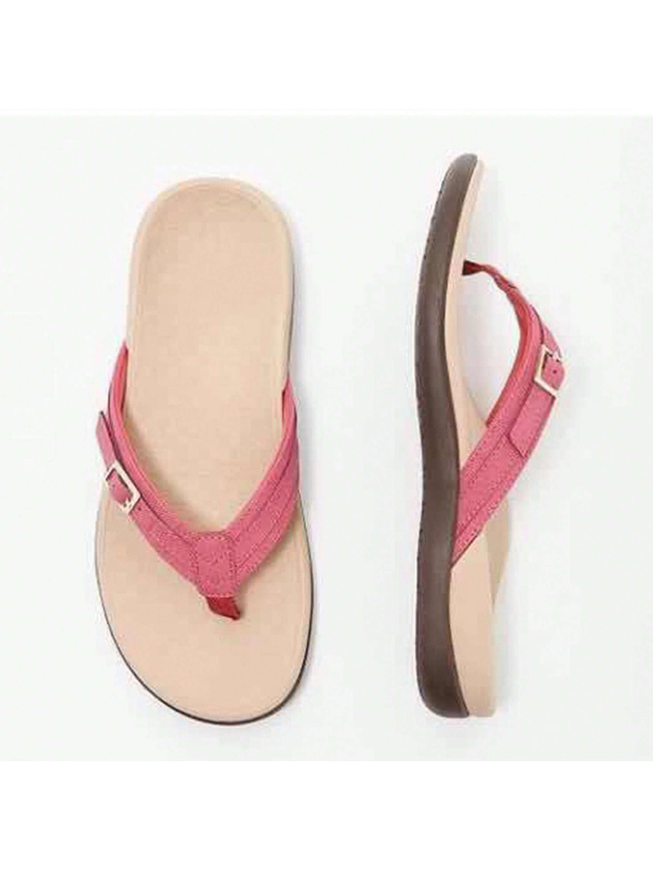 Women's Beach Sandals, Water-Resistant Flip-Flop Slides,  Soft PU Sole & Comfortable Fit, Fashion Slides Flip Flops Open Toe Strappy Slip