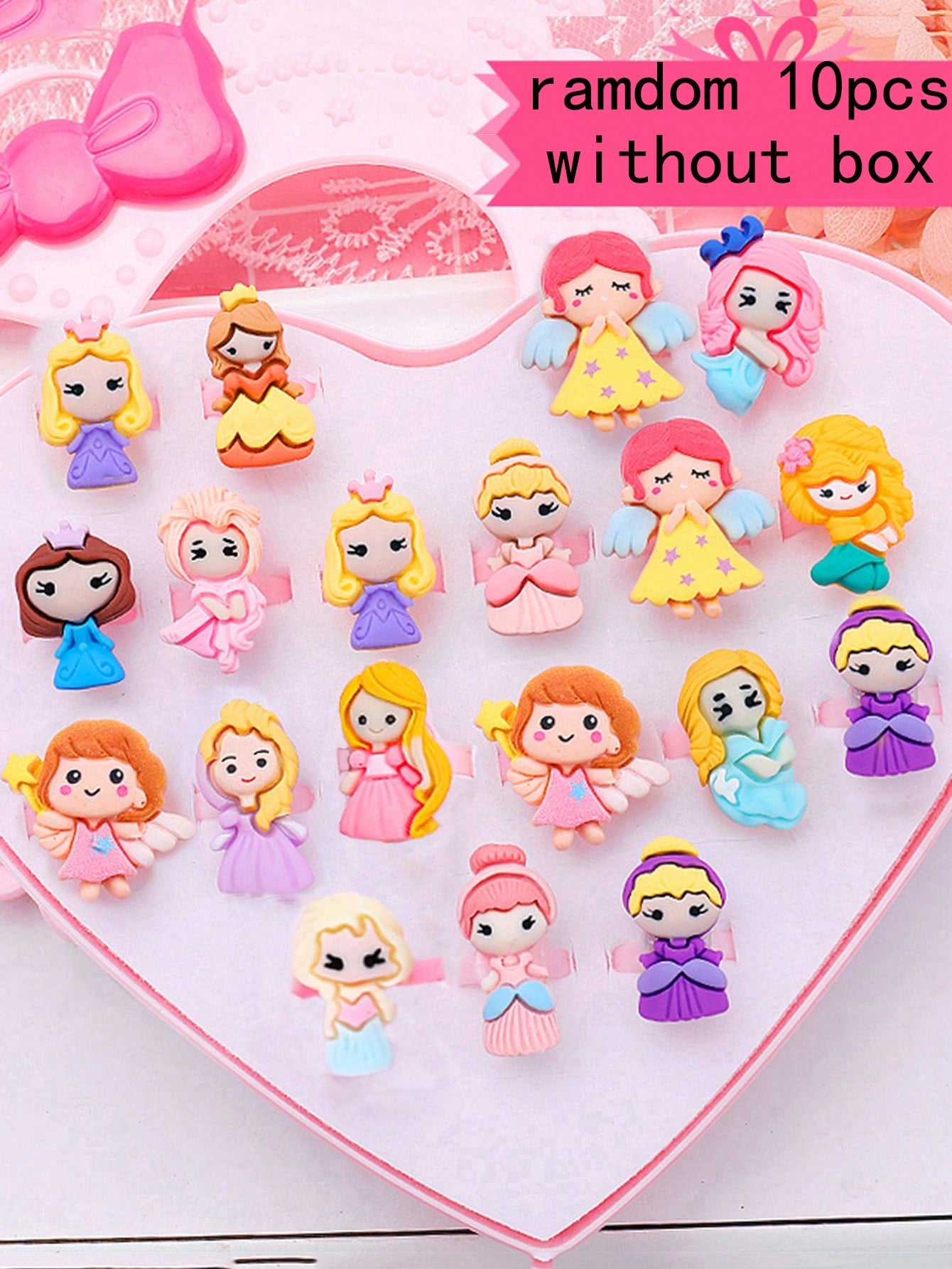 10pcs/Set Princess Themed Random Cartoon Children Rings - A Perfect Party Favor And Gift For Daughters And Granddaughters, No Box Included