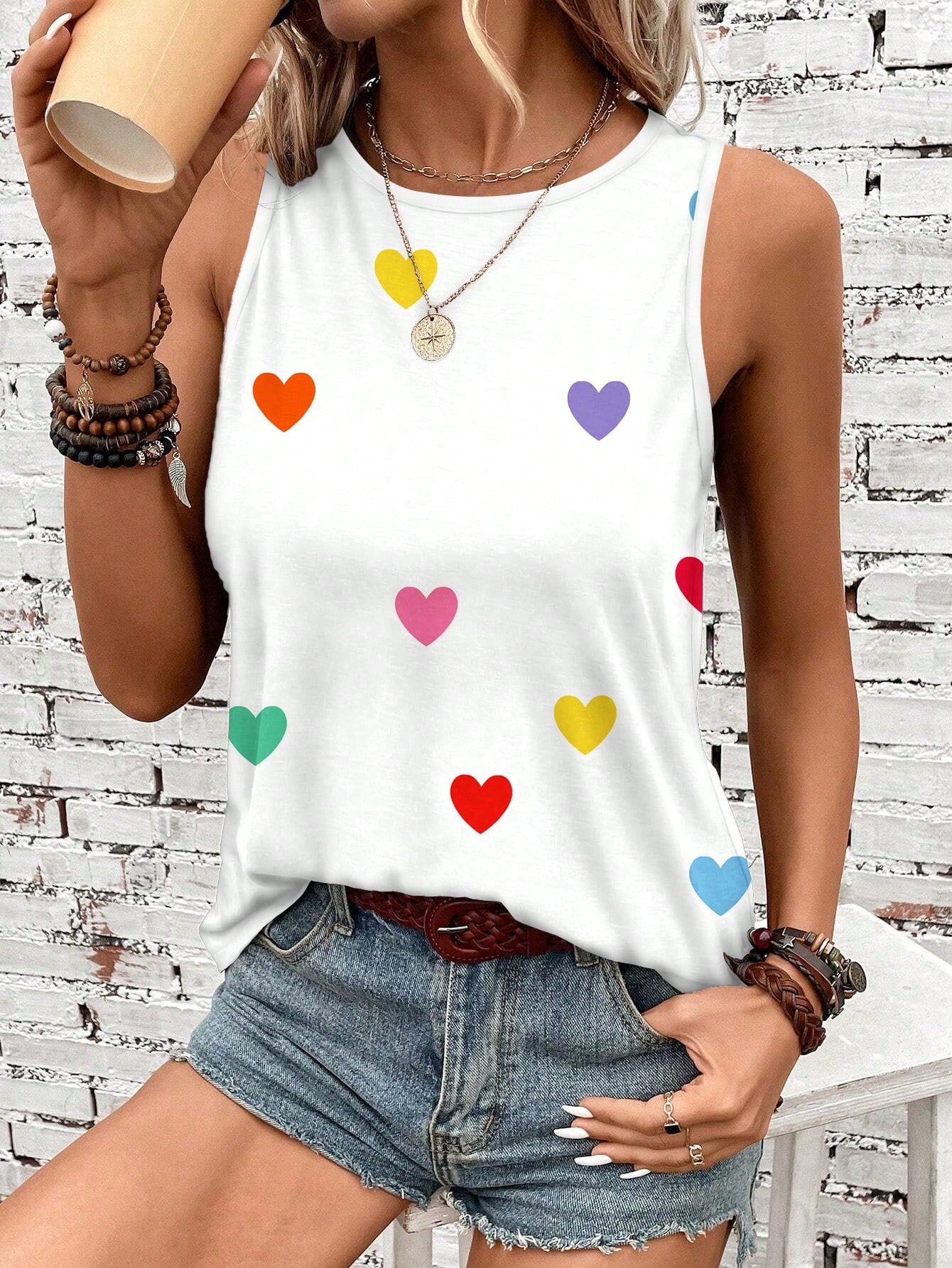 Women's Casual Floral Pattern Summer Round Neck Tank Top