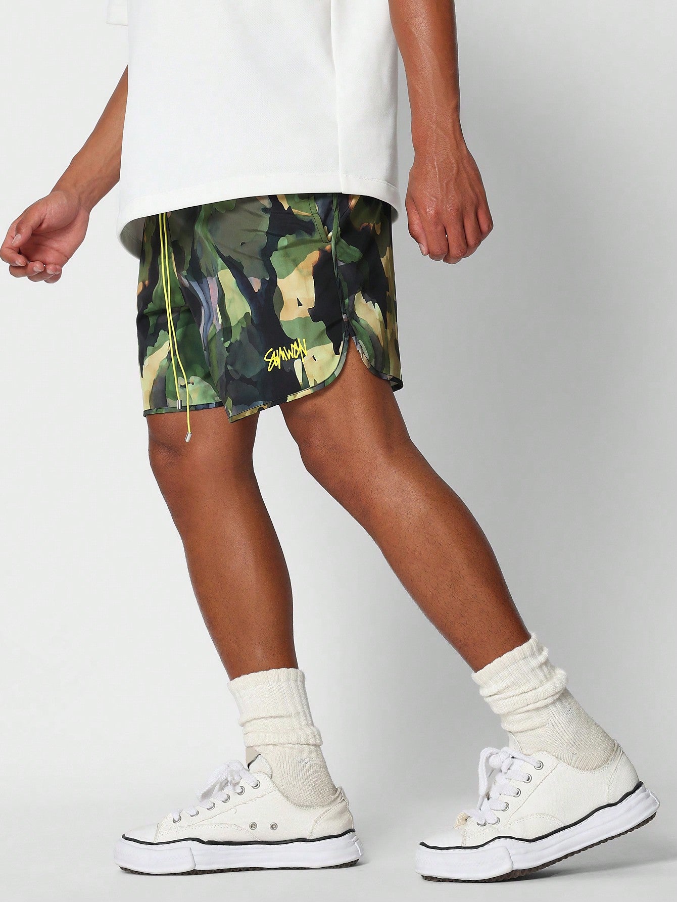 Nylon Short With All Over Print